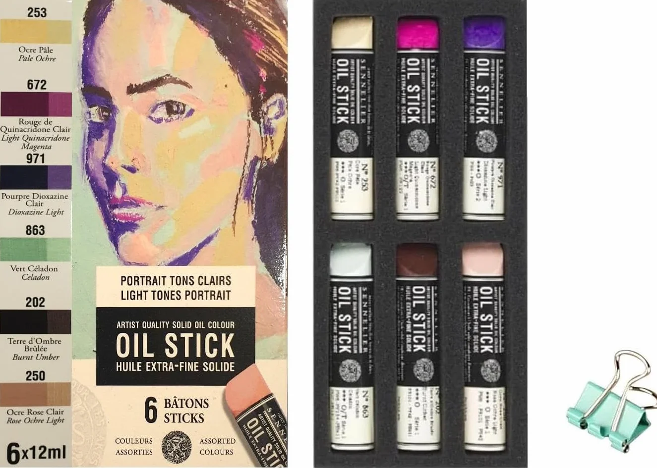 Sennelier Mini Oil Sticks 6pcs Set Portait Tons Clairs