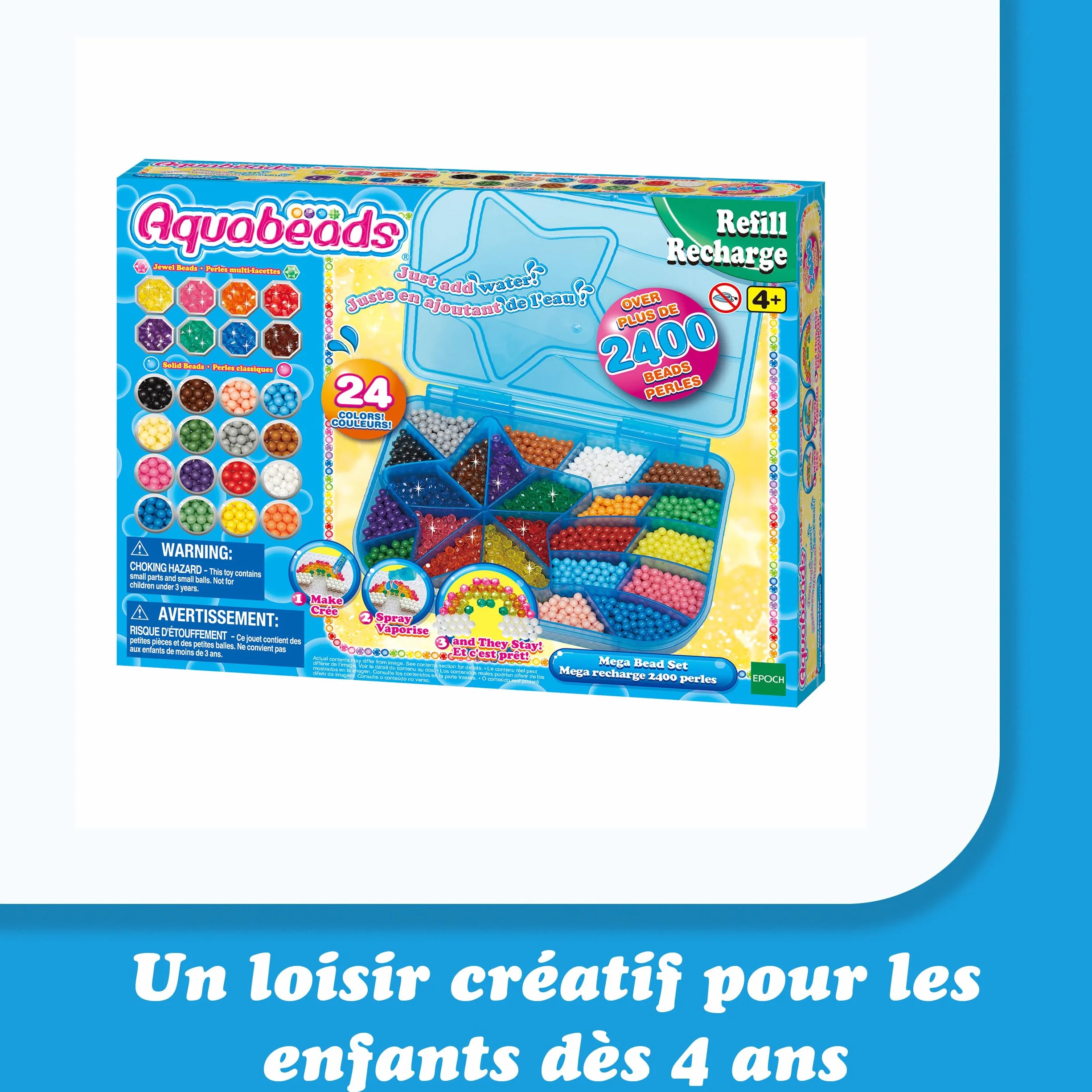 Aquabeads Méga Recharge 2400 Perles Kit Loisirs Créatifs Activité Manuelle Enfants Jouet 4 Ans+