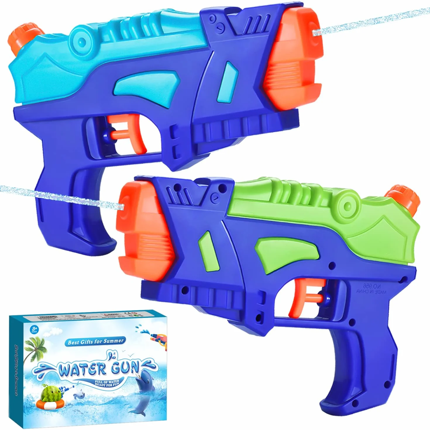 Pistolets à Eau pour Enfants Pack de 2 avec Gâchette pour Piscine Extérieure