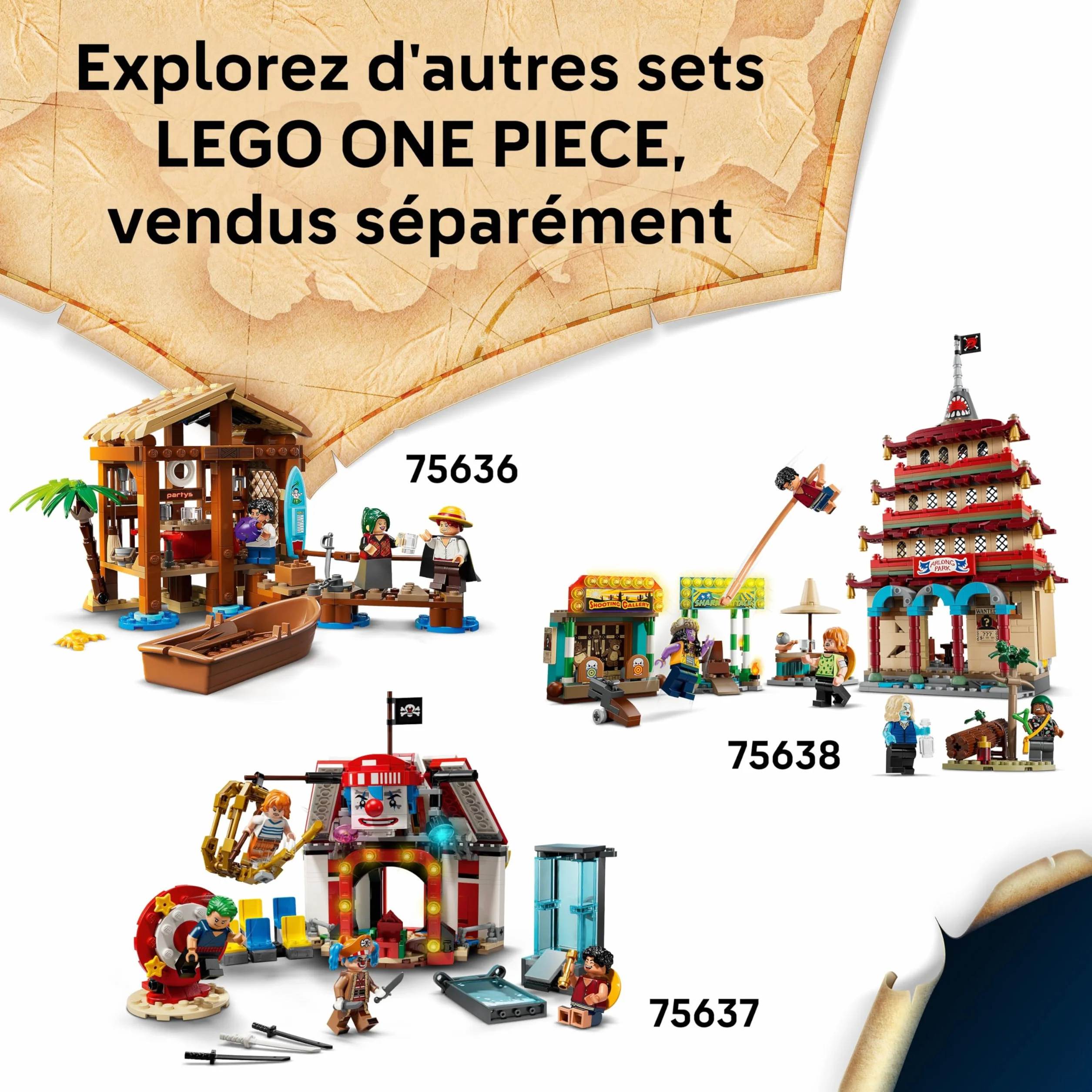 LEGO One Piece Le Bateau Pirate Vogue Merry Jouet Bateau Maquette avec 5 Minifigurines Luffy Zoro Nami Cadeau Anime 10 Ans