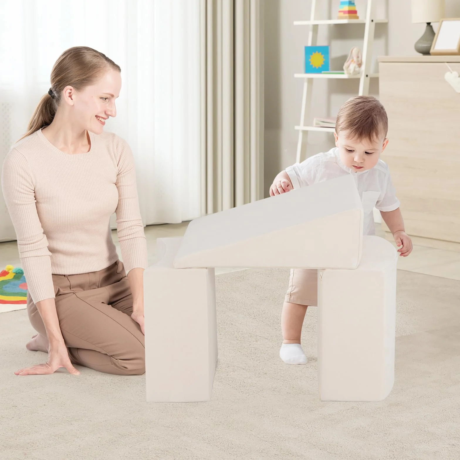 GOPLUS Parcours Motricité Bébé avec Piscine à Balles, Toboggan Rembourré, Housse Lavable, 3 Ans+