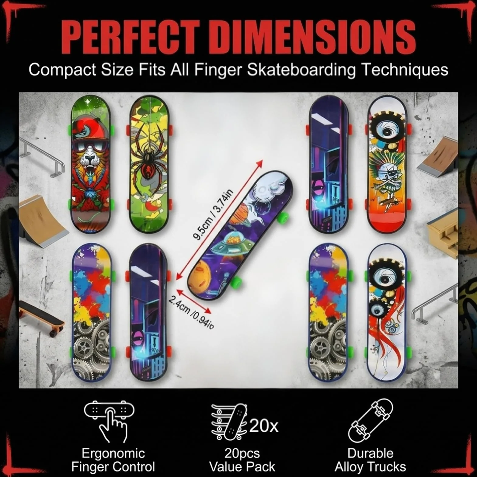 Skateboard Professionnel Mini Skate Doigt 20 Pièces pour Enfants Décoration Cadeau