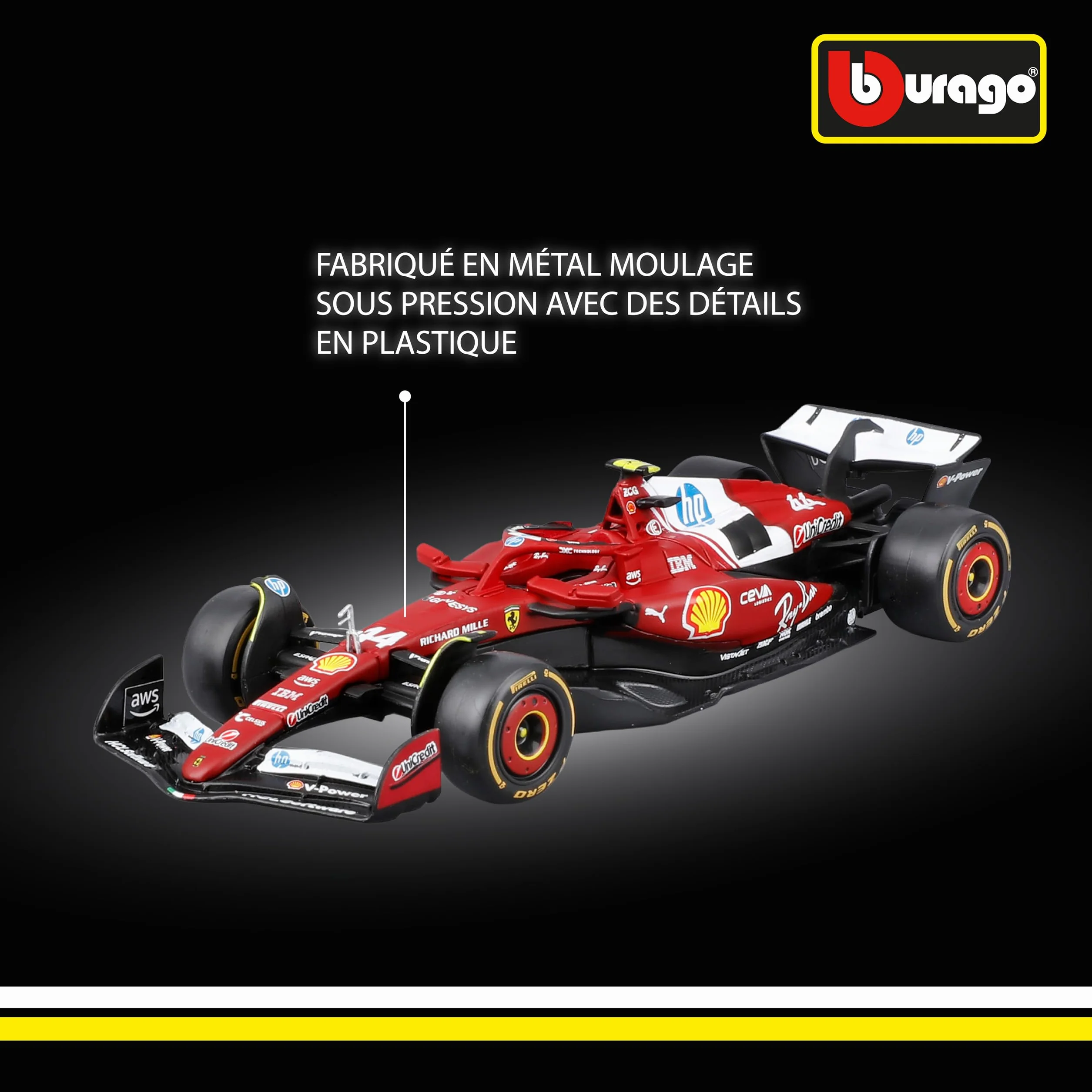 Bburago Ferrari SF-25 F1 2025 #44 Hamilton miniature Formule 1 licence officielle