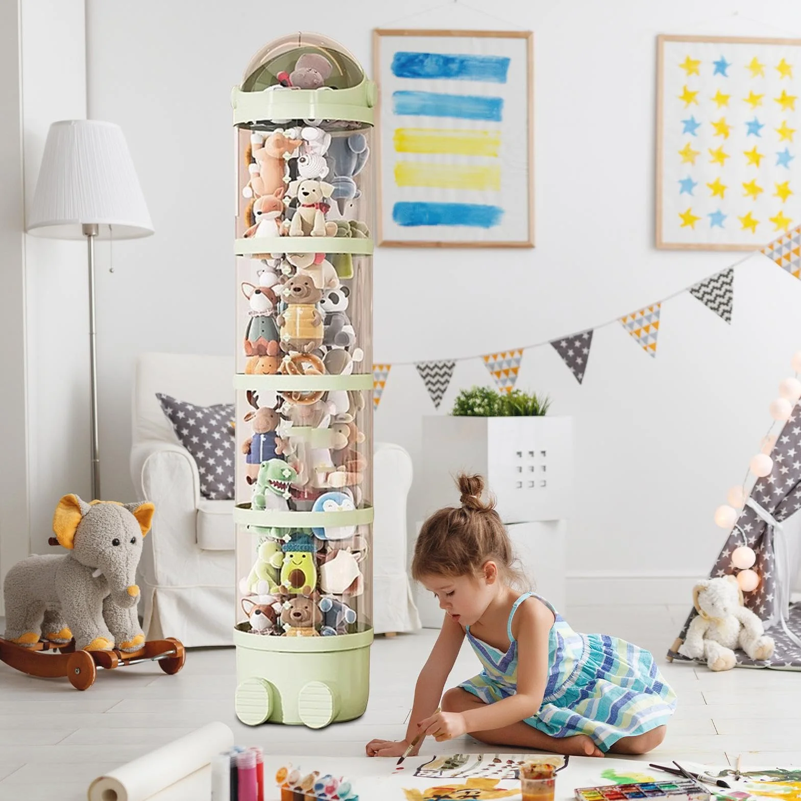 Générique Tube de Rangement Vertical Transparent pour Peluche Présentoir