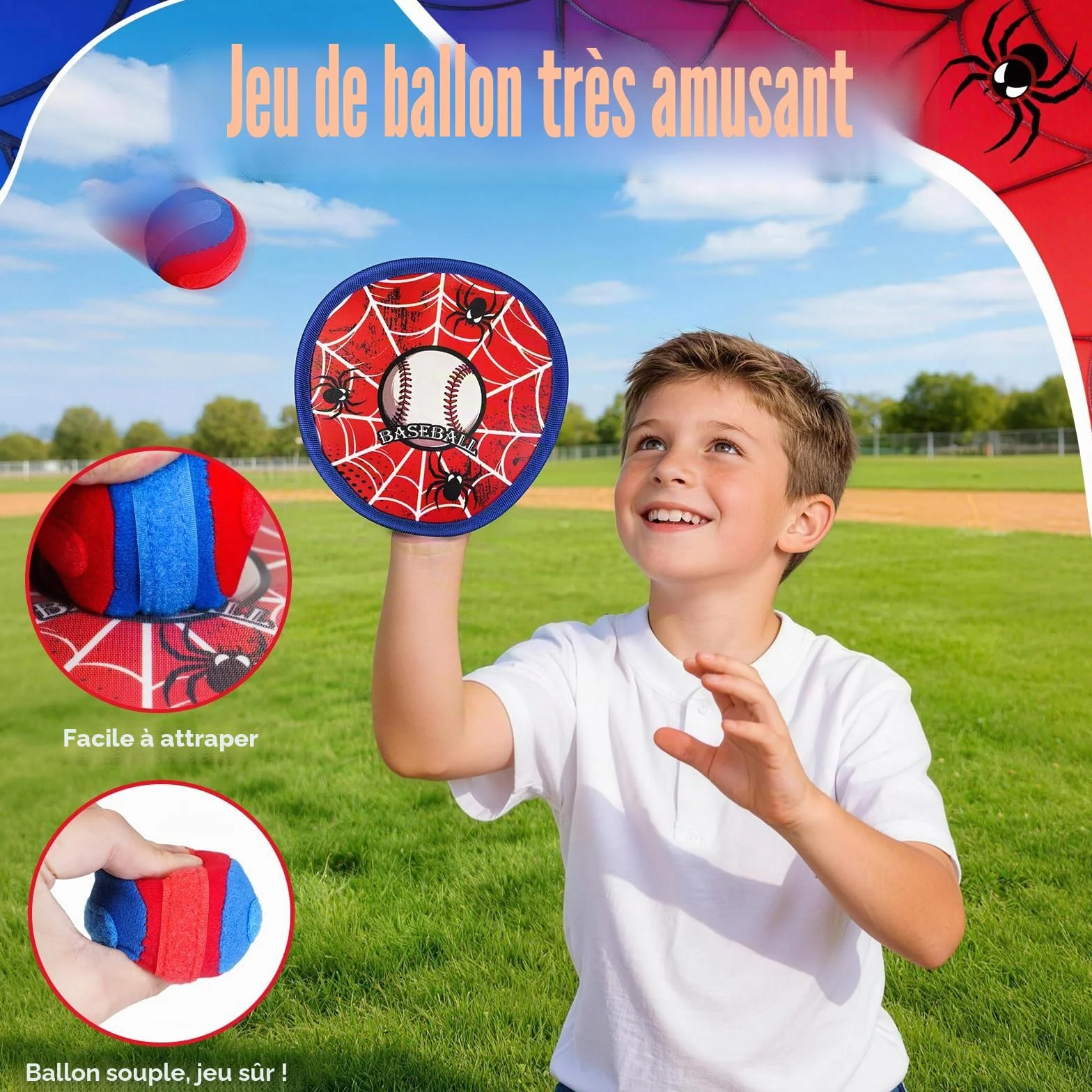 Jeu de Lancer et d'Attraper pour Enfants, Jeux Exterieur Enfant, Jeu de Jardin et Jouet de Plage 3-12 Ans