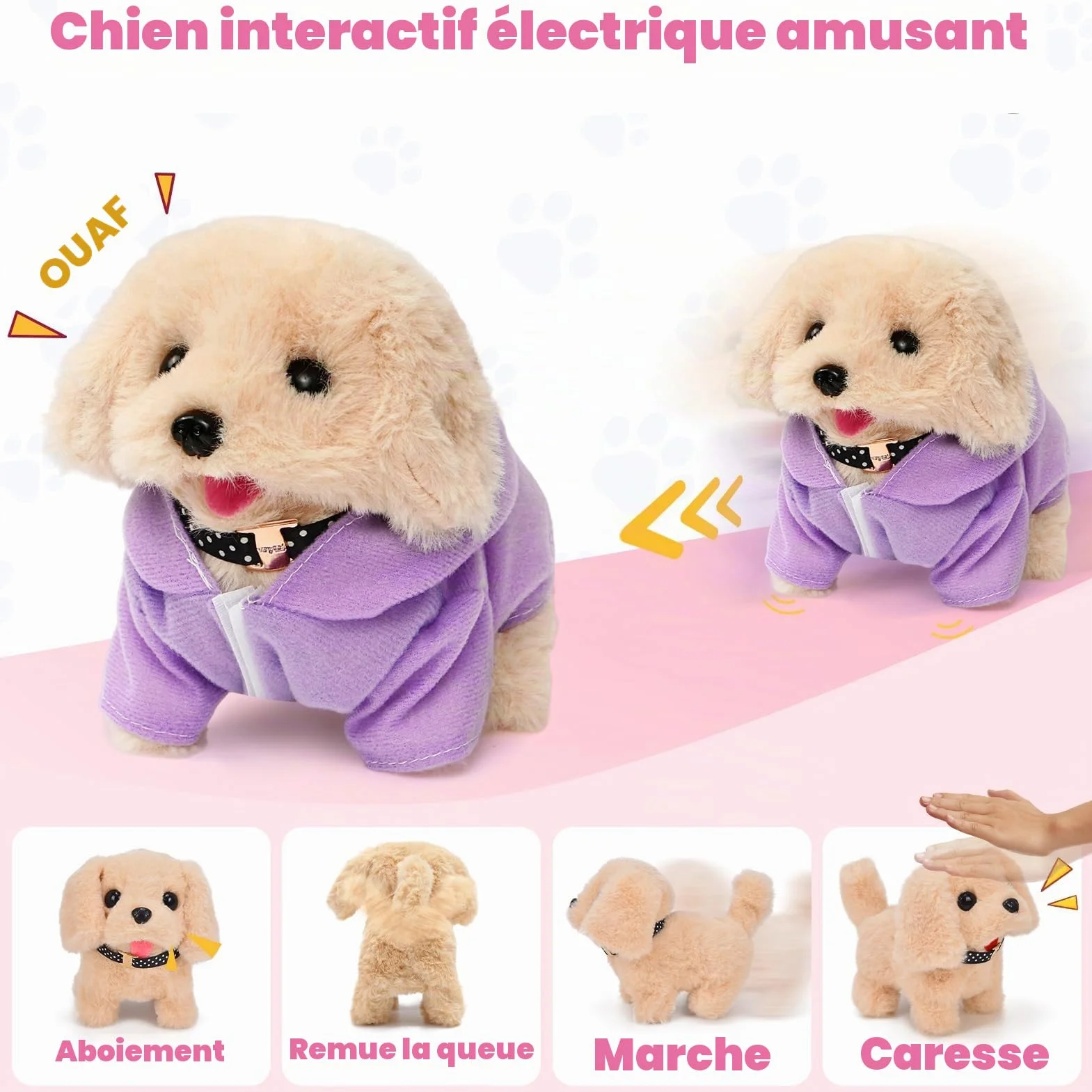 Tacobear Chien Robot Interactif Qui Marche et Aboie avec Mallette de Transport, Jouet Électronique pour Enfant 3-6 Ans