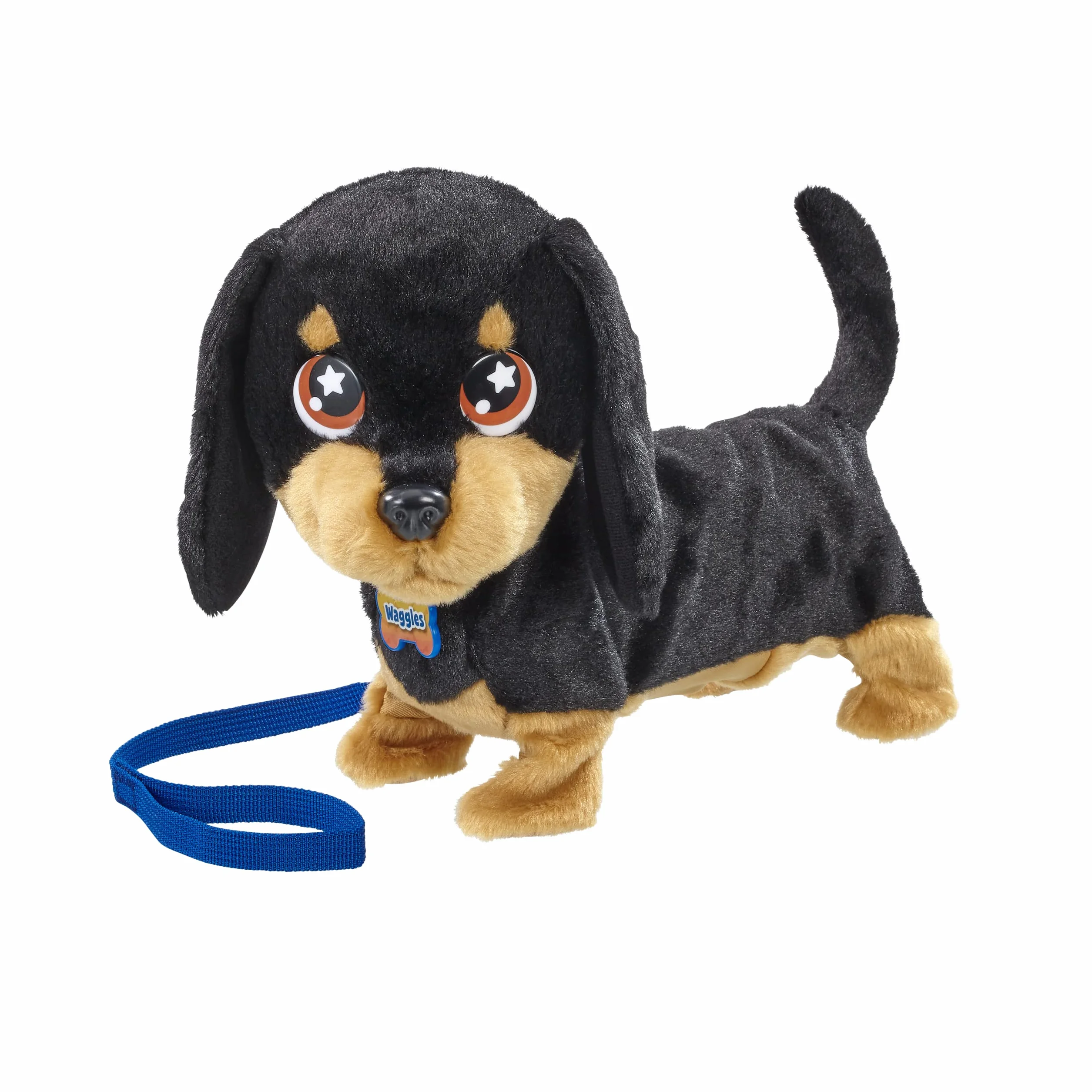 Animagic WAGGLES Jouet Electronique 23 cm Peluche Chien Saucisse Interactive pour Enfants dès 2 Ans Marche Aboie Remue Sa Queue Piles Incluses Marron et Noir