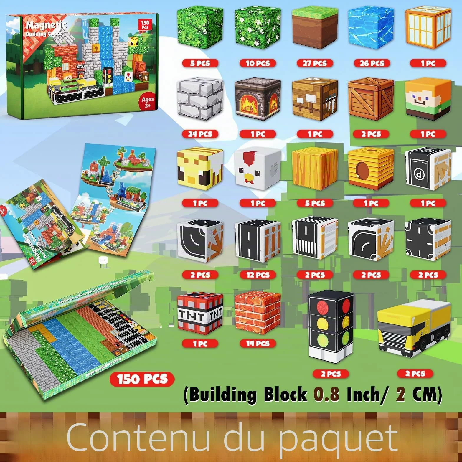 Annexfun Lot de 150 blocs de construction magnétique - Aventure urbaine - Jouet éducatif dès 4 ans