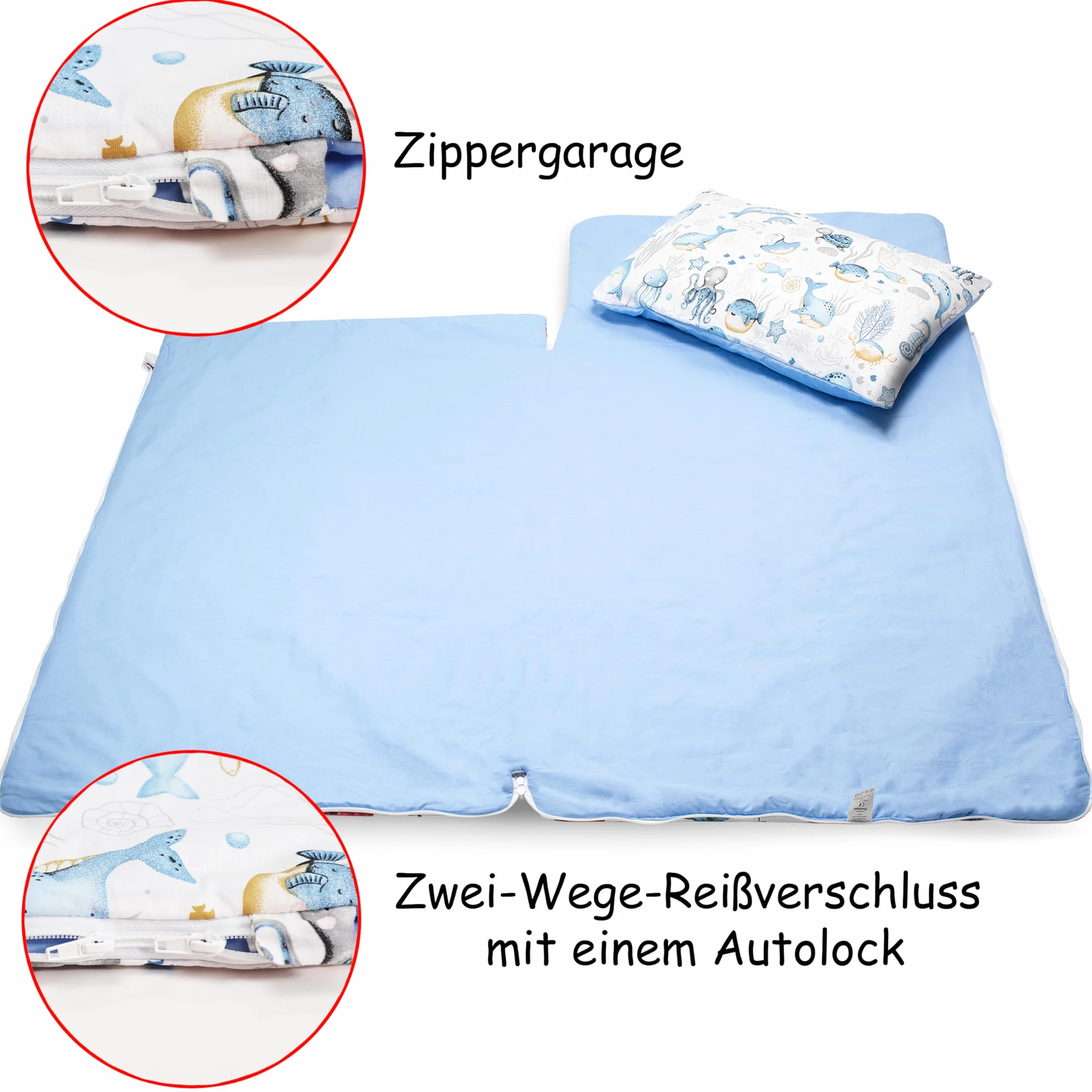 PinkZebra Sac de Couchage pour Enfants 140 x 75 cm Oeko-Tex Coton Double Fermeture à glissière