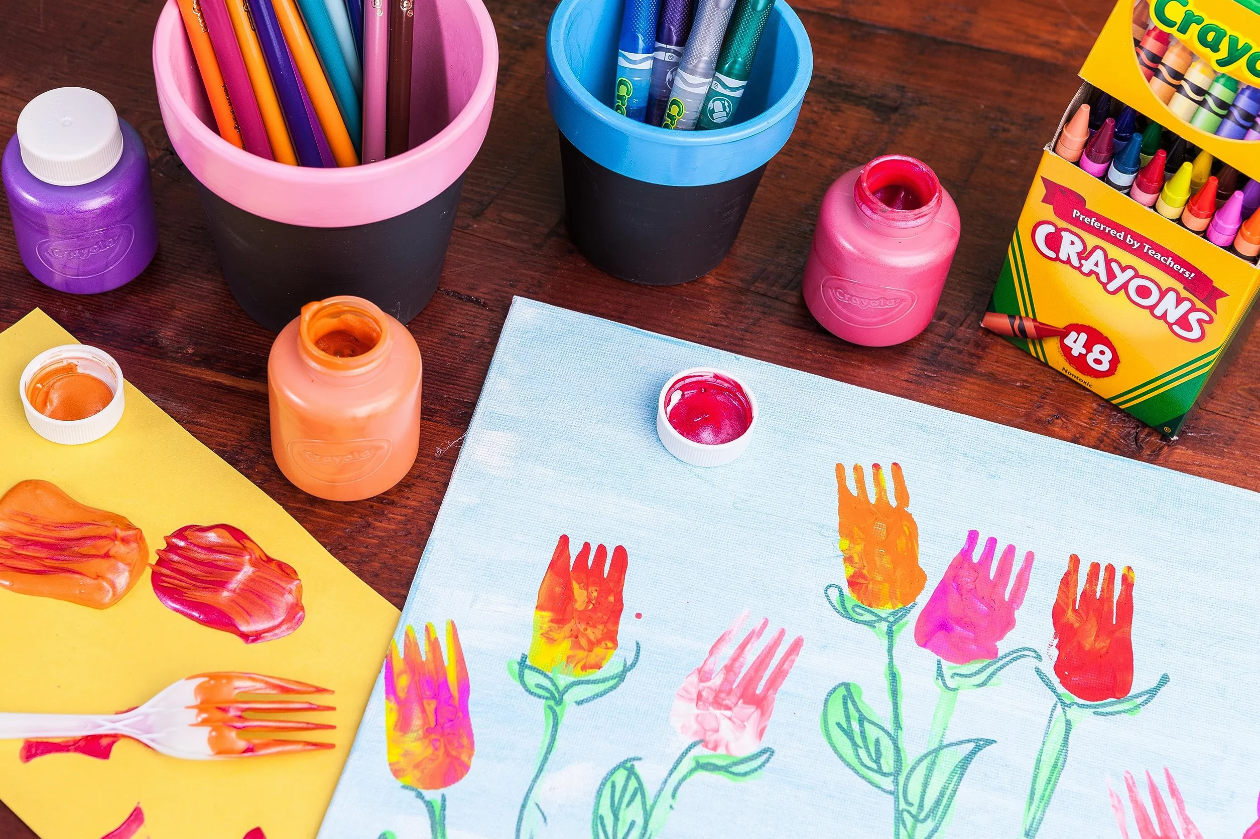 CRAYOLA Kit de 10 Mini Pots de Peinture Lavable, 10 Couleurs, 59ml