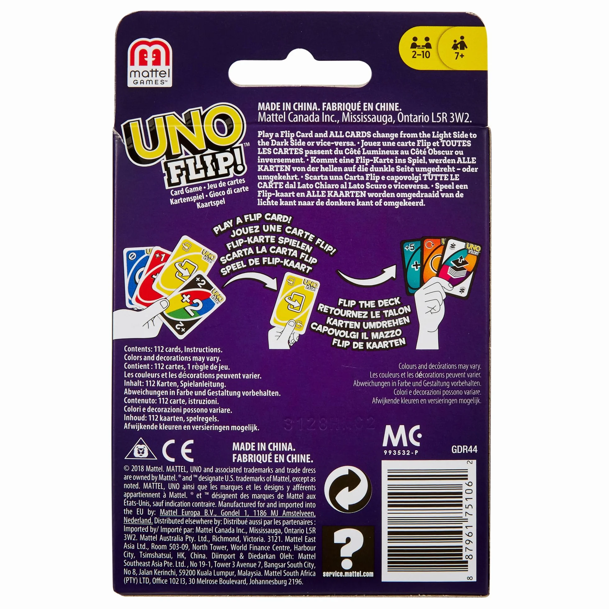 Mattel Games UNO Flip Recto Verso Jeu De Cartes Enfants Adultes 2-10 Joueurs GDR44