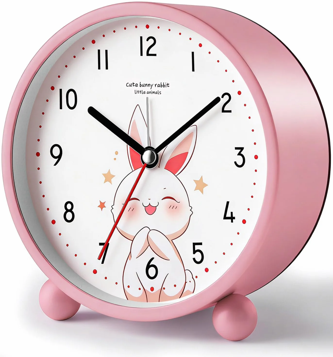 Réveil pour enfants analogique silencieux sans tic-tac horloge d'apprentissage métal facile à lire sonnerie forte