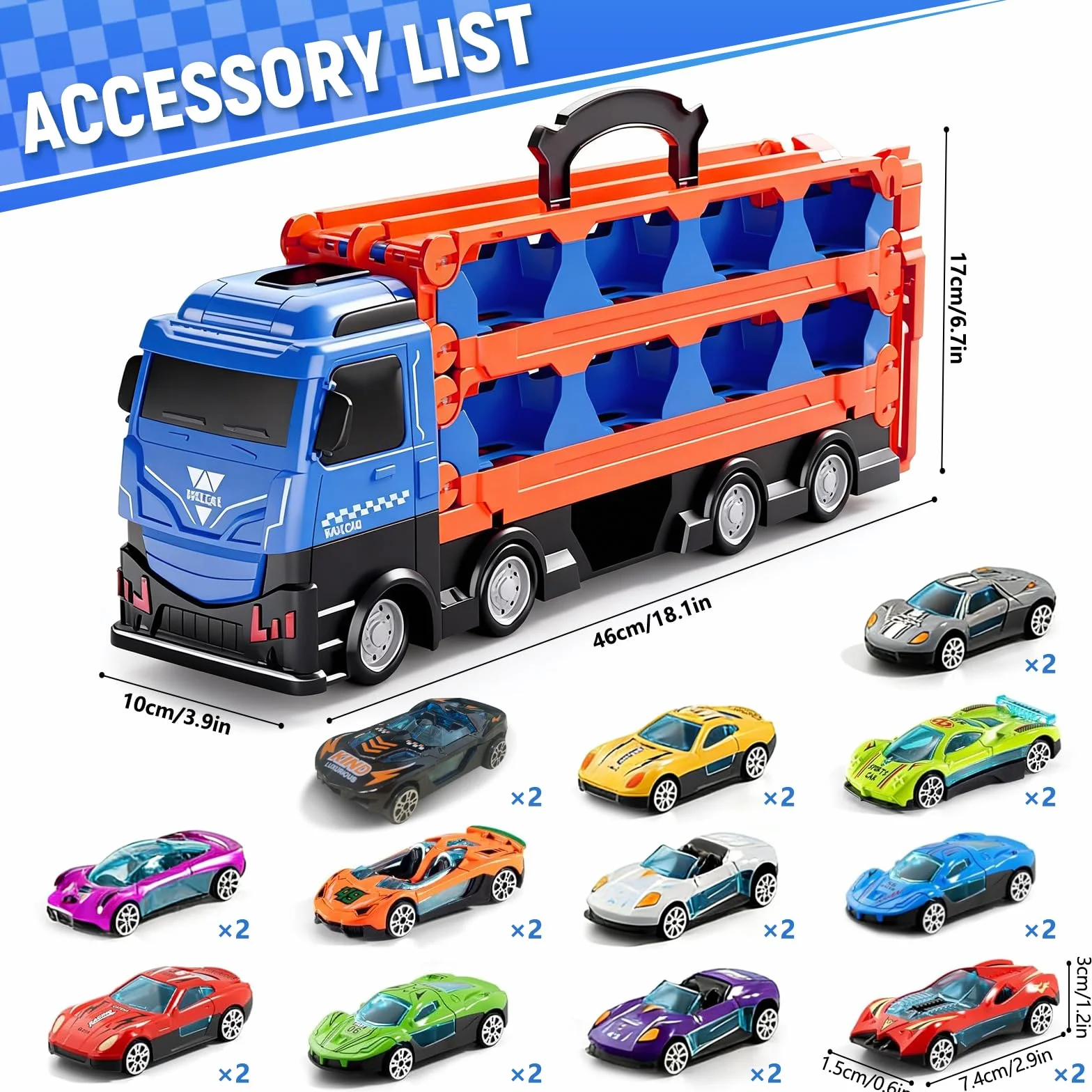 Camion Transporteur Voiture avec 24 Petites Voitures Jouets Pliable pour Garçons 3-7 Ans