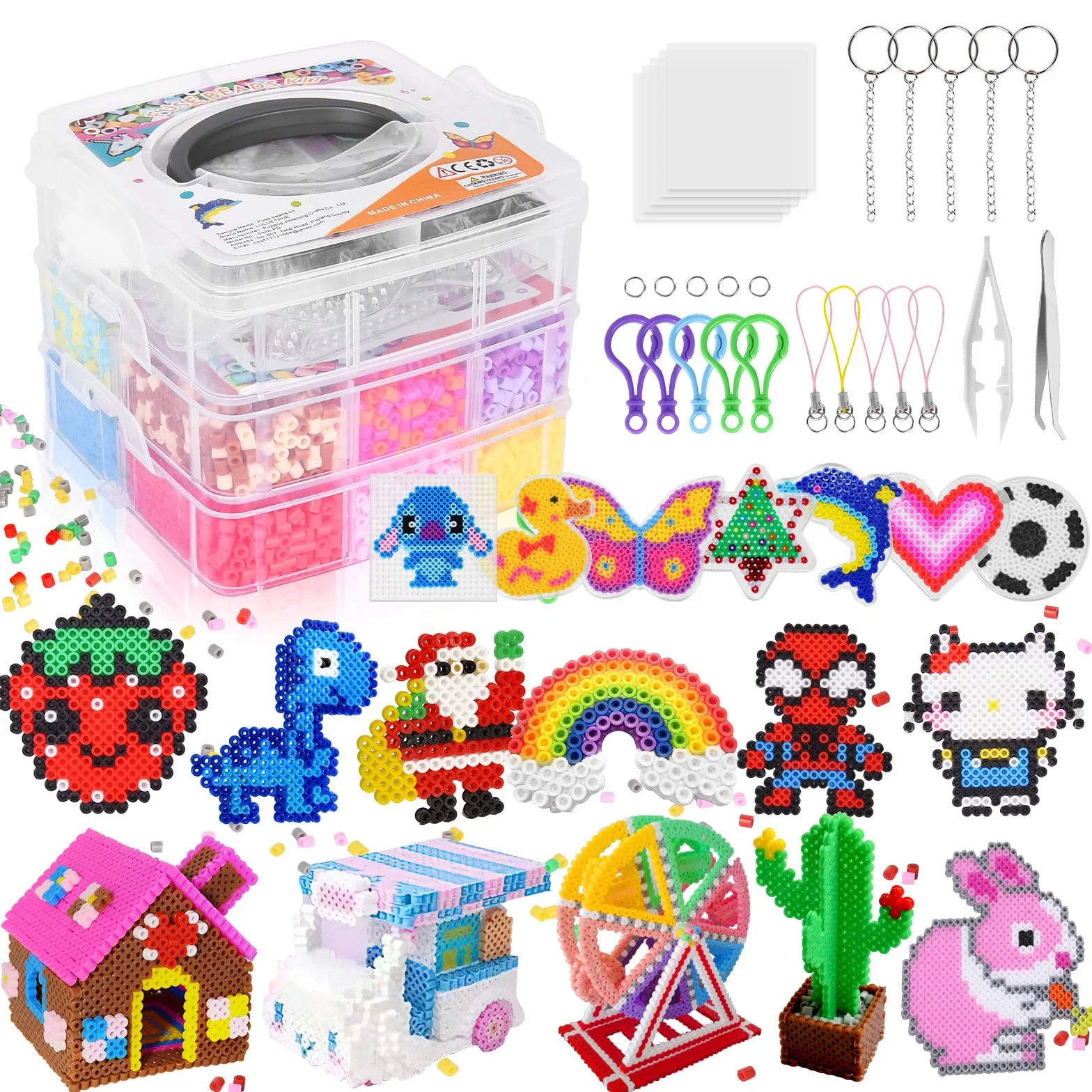 Kit de Perles à Repasser 10 000 Pièces 5 mm avec Panneau Perforé pour Enfants