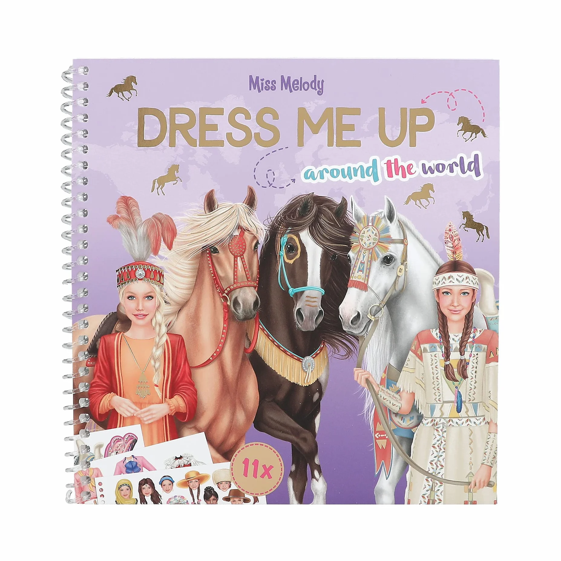 Depesche Miss Melody Dress Me Up Around The World Livre d'autocollants 24 Pages 11 Feuilles autocollants Chevaux
