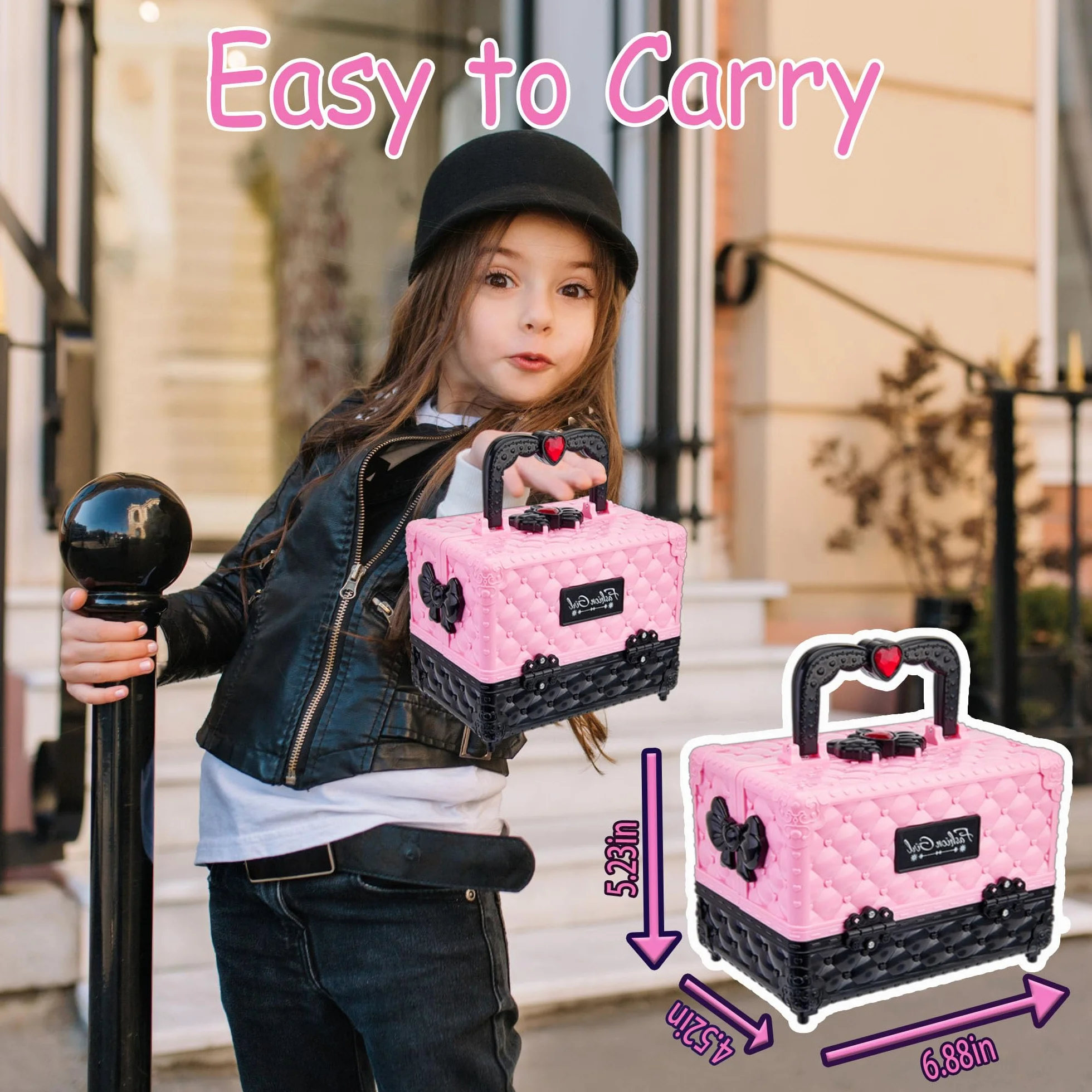 Lubibi Ensemble de Maquillage Lavable pour Enfants avec Coffret, Kit de Cosmétiques Réels, Jouet Cadeau Anniversaire Noël pour Filles 3-8 Ans