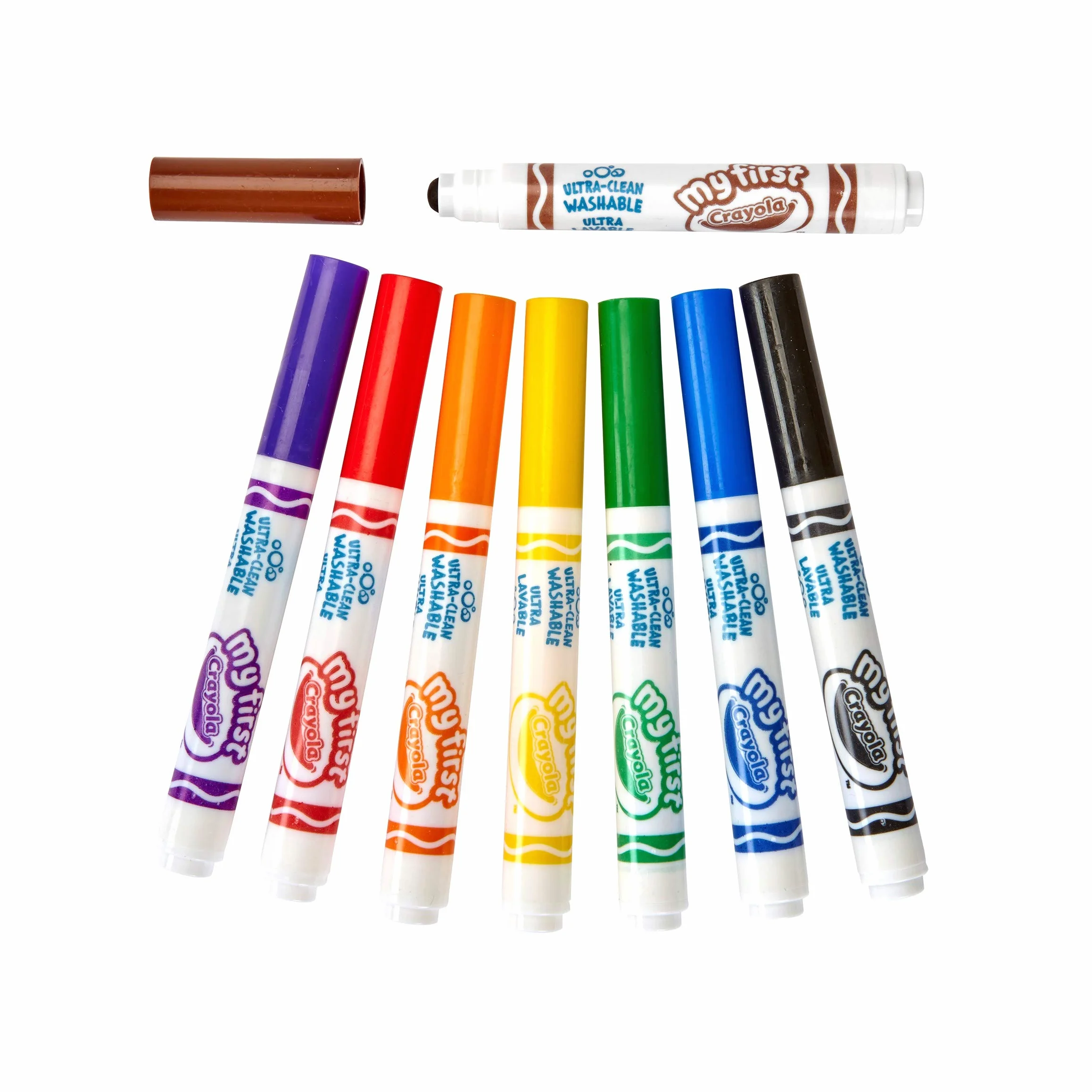 CRAYOLA Kit de 8 Feutres Lavables, Pointe Arrondie et Épaisse, Couleurs Variées