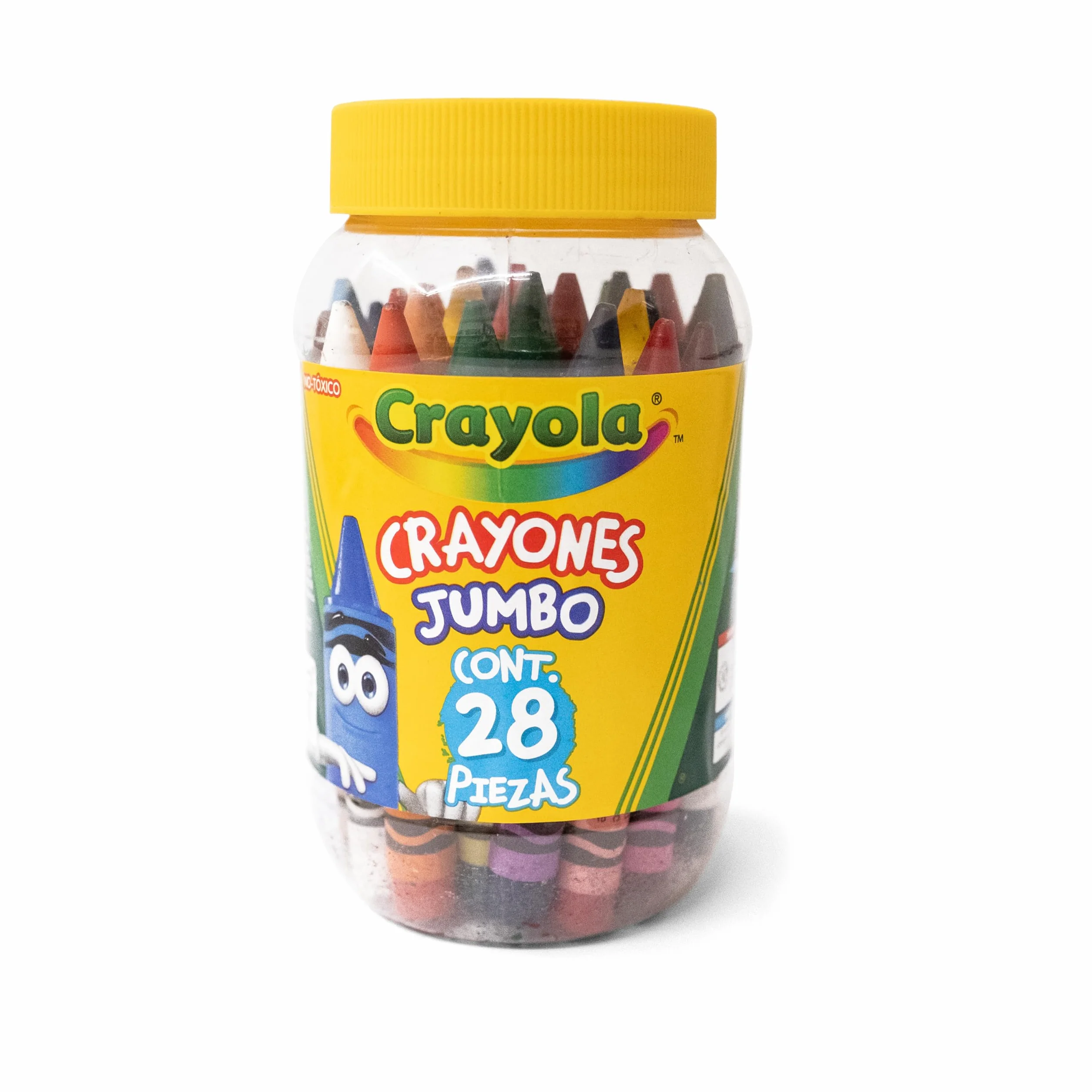CRAYOLA 28 Crayons gras format Jumbo en Pot refermable Couleurs Assorties