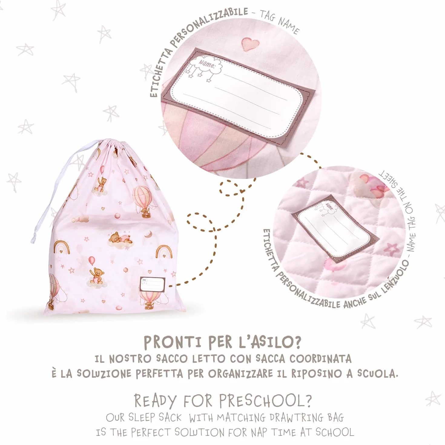 Sac de Couchage Enfants 1.5 TOG 140x70 cm avec Poche pour Coussin Fille Garçon 3-7 Ans
