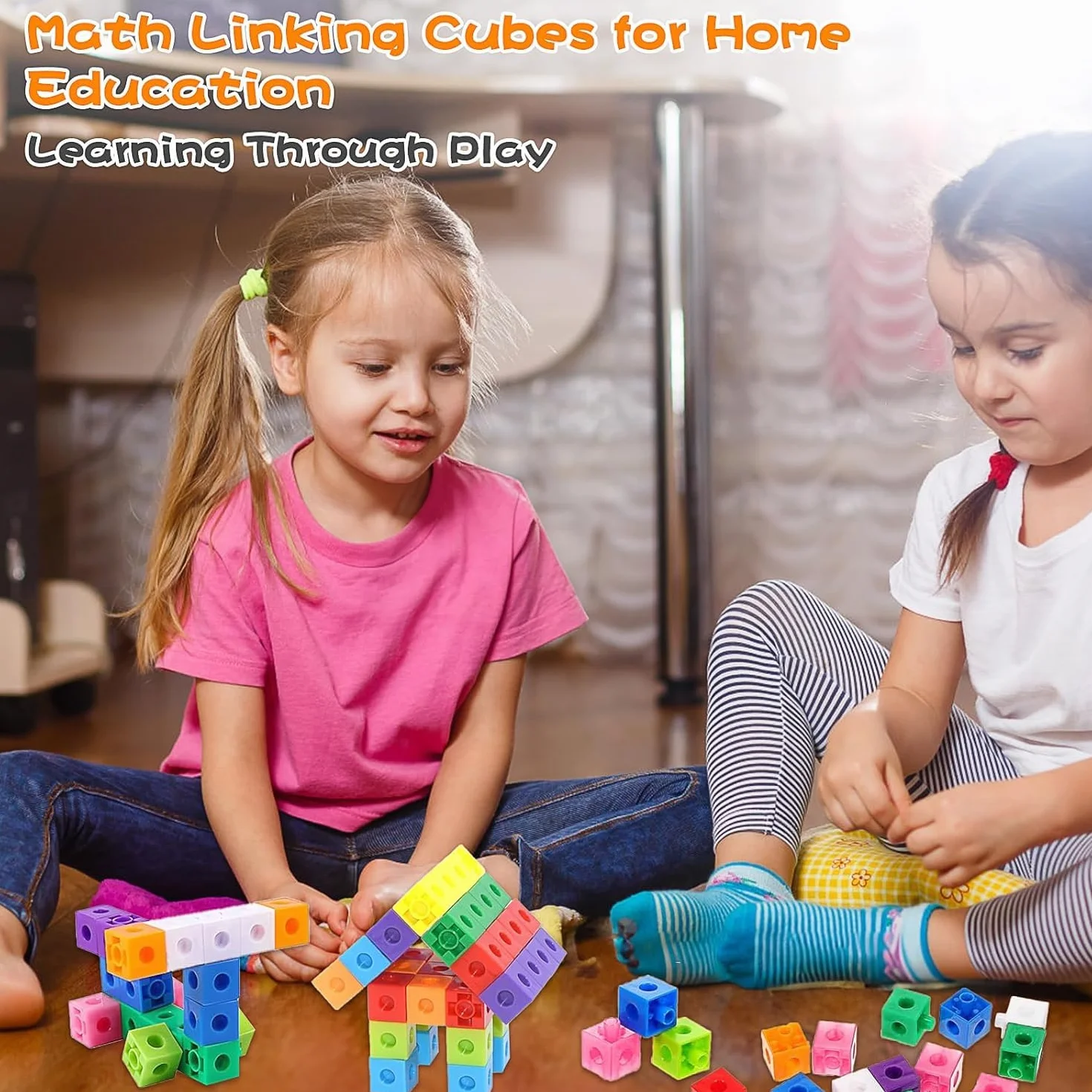 MALLOOM 500 Pcs Math Learning Linking Cube Counting Cubes Colorful Plastic Blocks Classroom Supplies