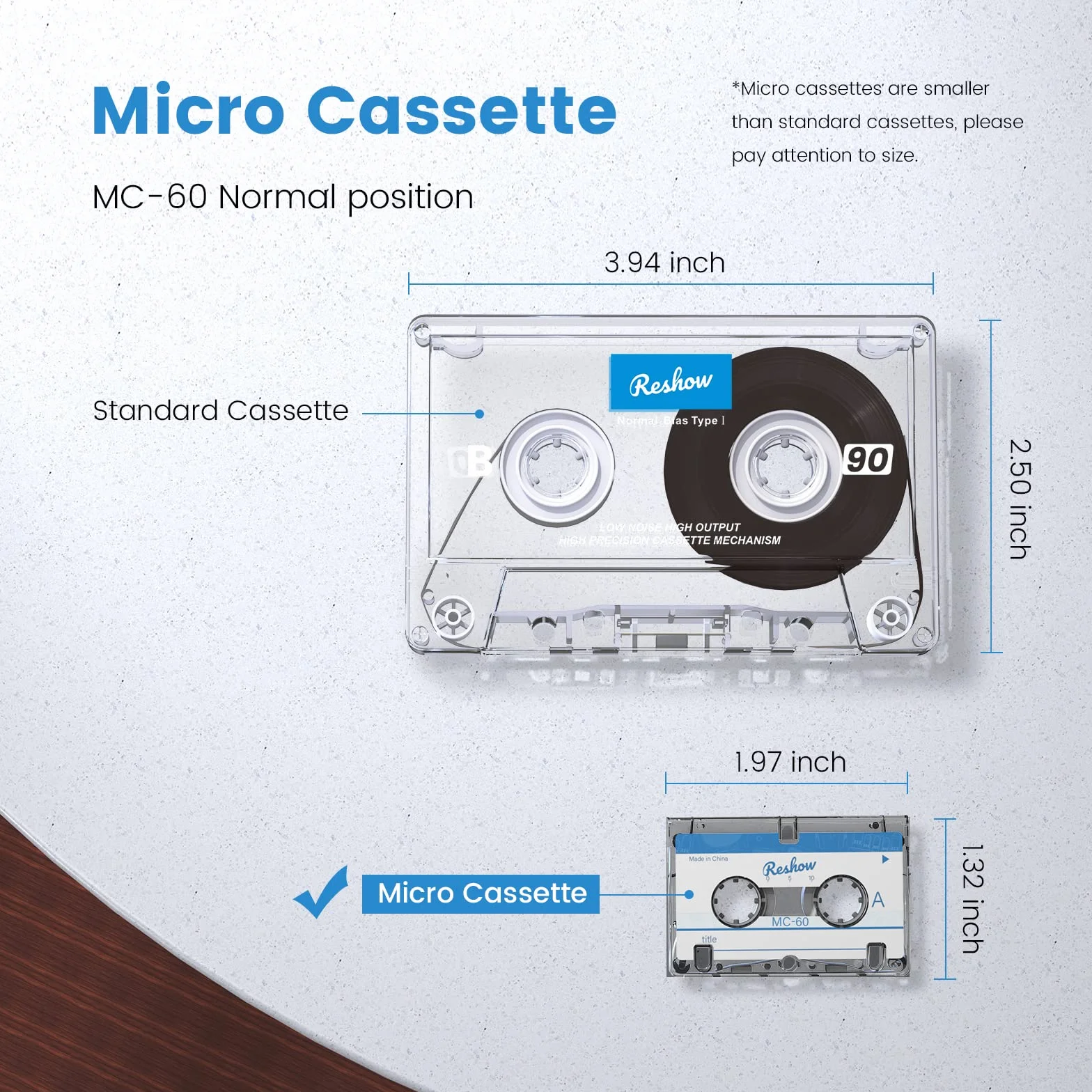 Reshow Lot de 3 Bandes microcassettes Vierges MC-60 Minutes pour Enregistrement