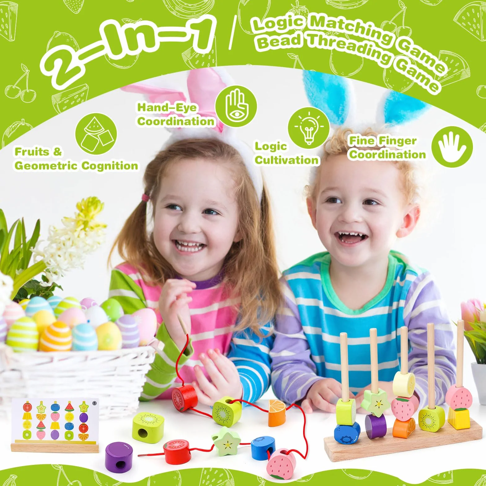 Jouet Montessori en Bois pour Enfants 2-5 Ans : Perles à Enfiler, Jeu de Tri et Empilage - Cadeau Éducatif Motricité Fine