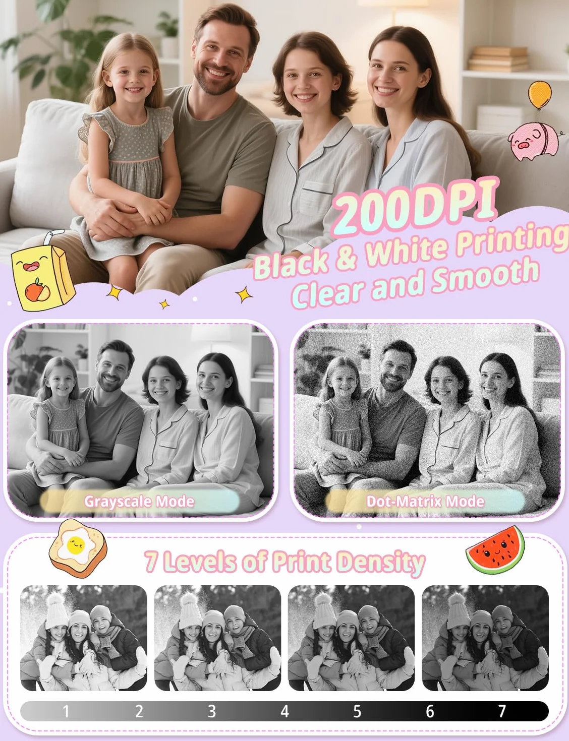 YOHOOLYO Appareil Photo Instantané Enfant 2,4" 1080P Vidéo Selfie avec Carte 32 Go et Papier d'impression Violet