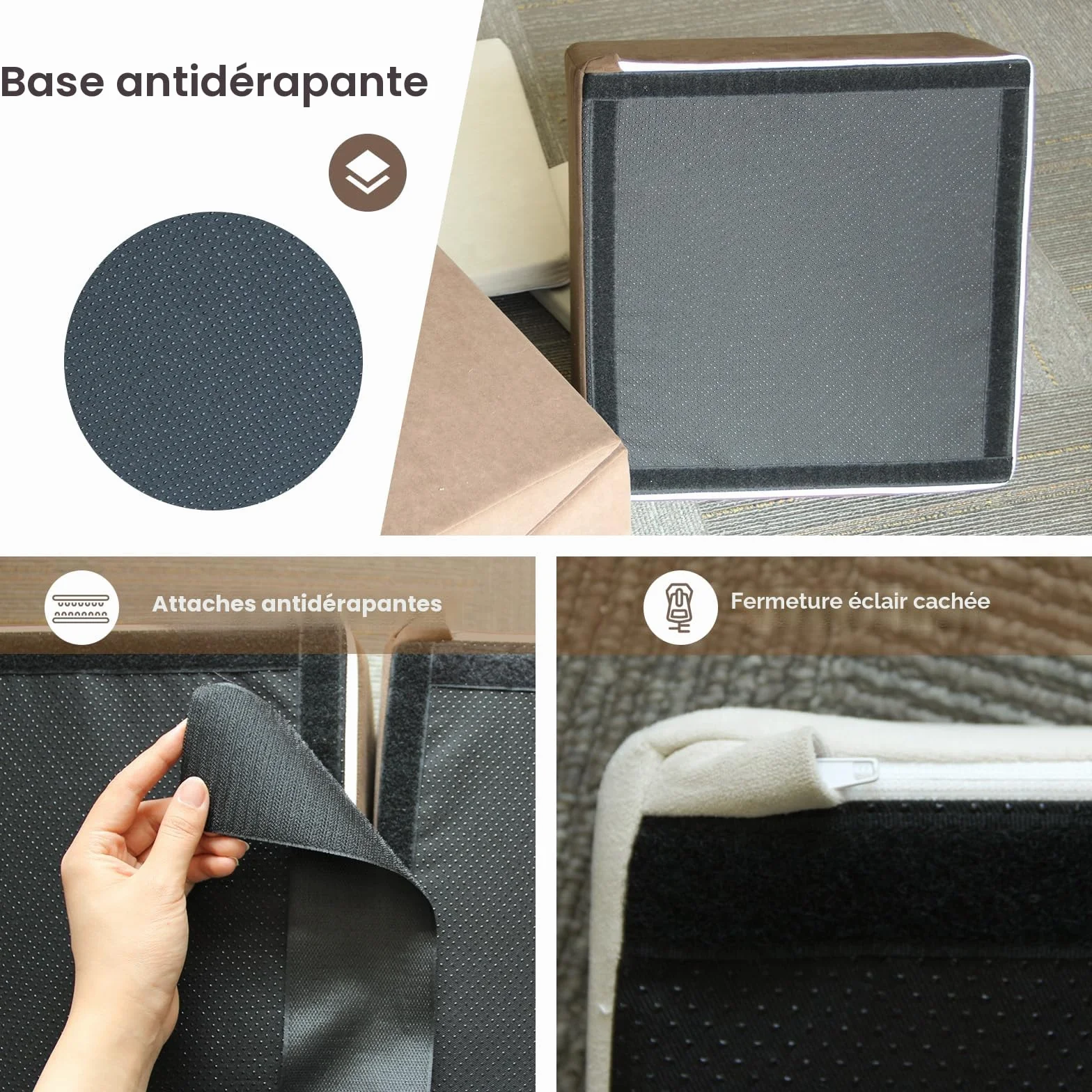 BanaSuper Jeu de Motricité Enfant Parcours Motricité Blocs Mousse Éducatifs avec Velcro Structure d'escalade Antidérapante Gris