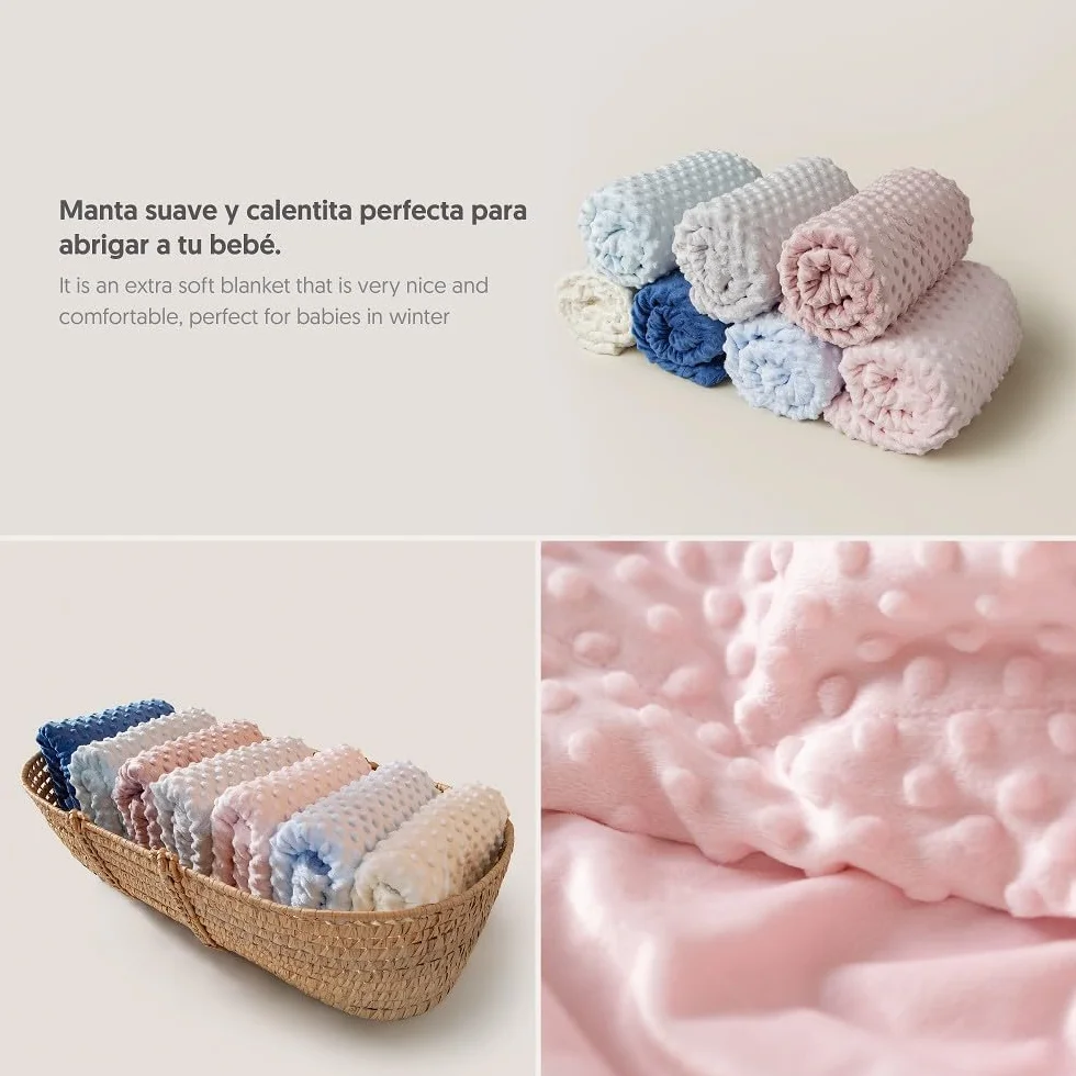 Interbaby Couverture Bébé Bulles 80x110cm + Peluche Ourson 28x17cm Coffret Cadeau Naissance Rose