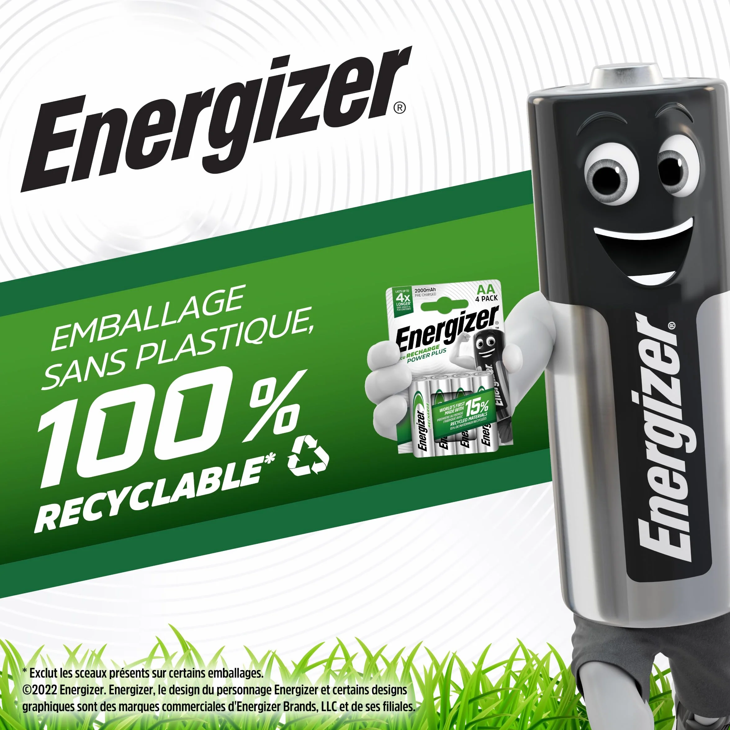Energizer Recharge Power Plus Piles Rechargeables AA 2000 mAh NiMH Lot de 8