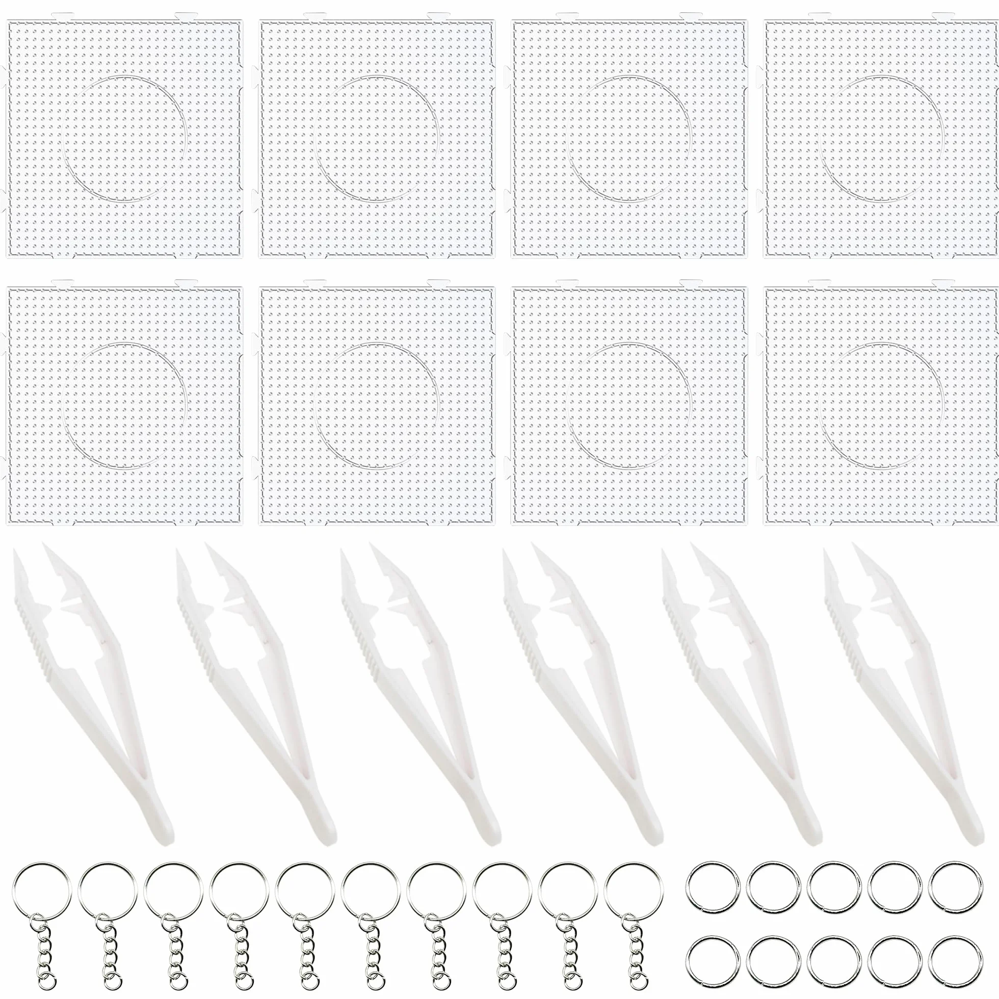 Plaques de Perles à Repasser Transparentes en Plastique 5 mm Panneaux Perforés 8 PCS Carré