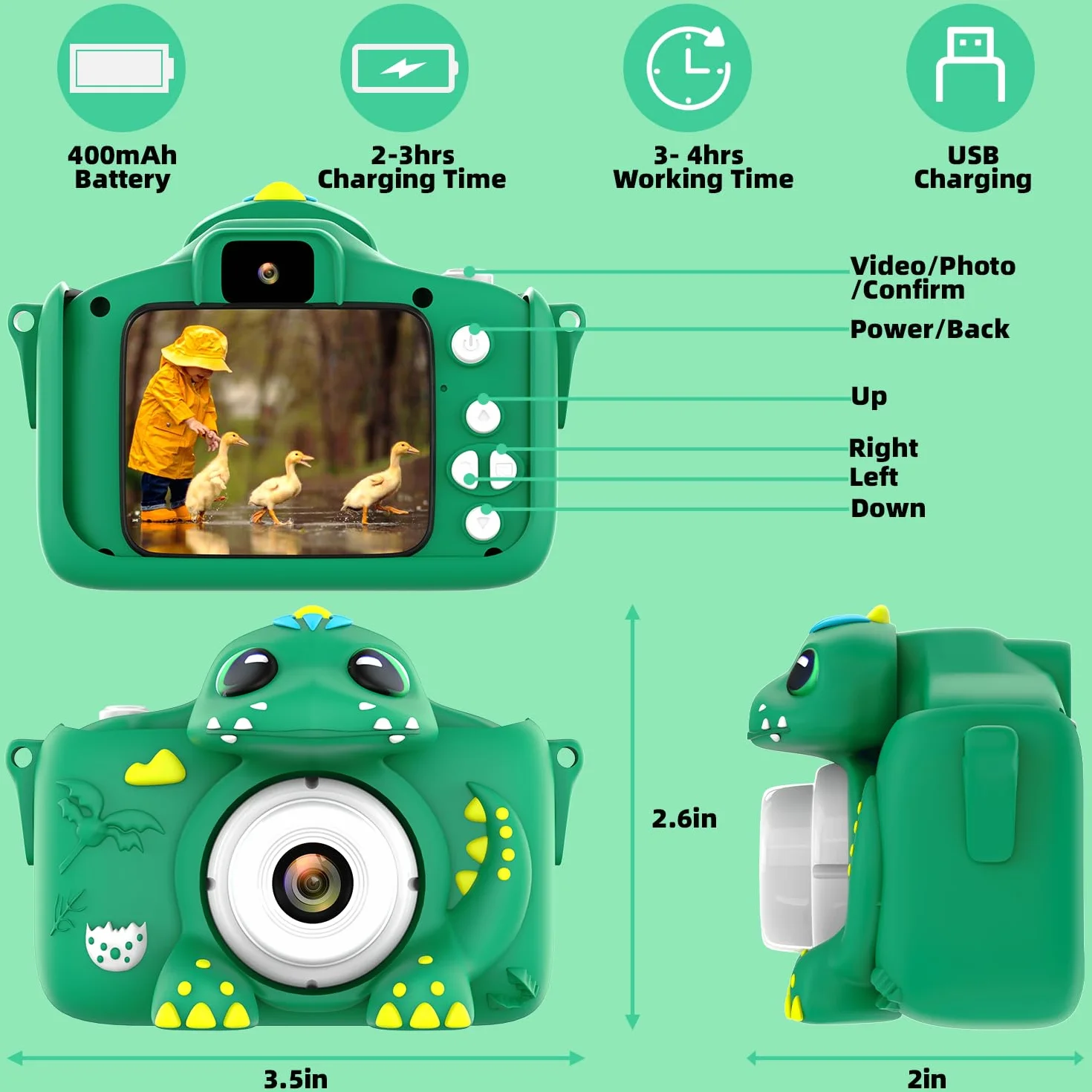 Appareil Photo Numérique Enfant 2.0 Pouces 1080P HD Mini Caméra avec Carte 64GB Cadeau Anniversaire 3-10 Ans