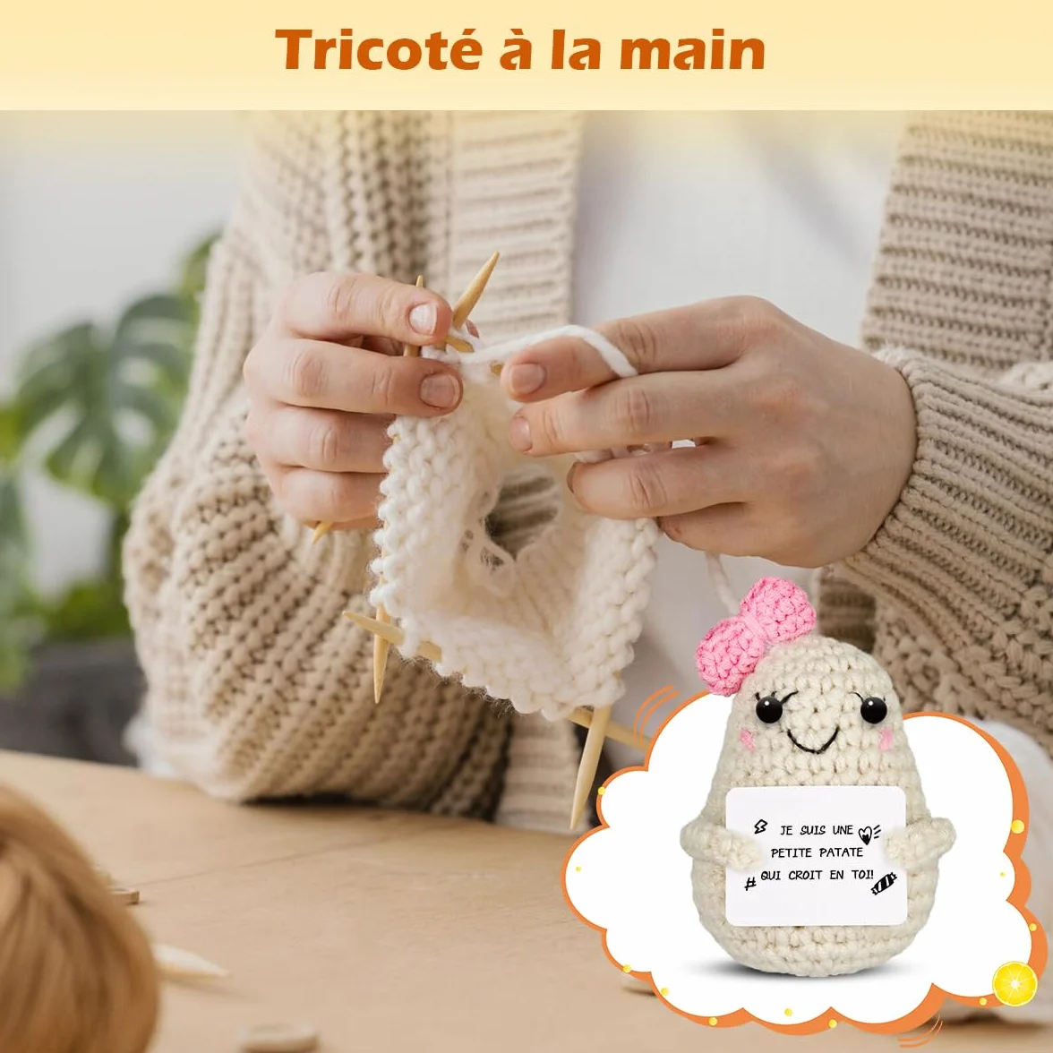 Poupées de Pomme de Terre Françaises avec Porte Clés et Carte, Cadeau Original Anniversaire Homme Femme