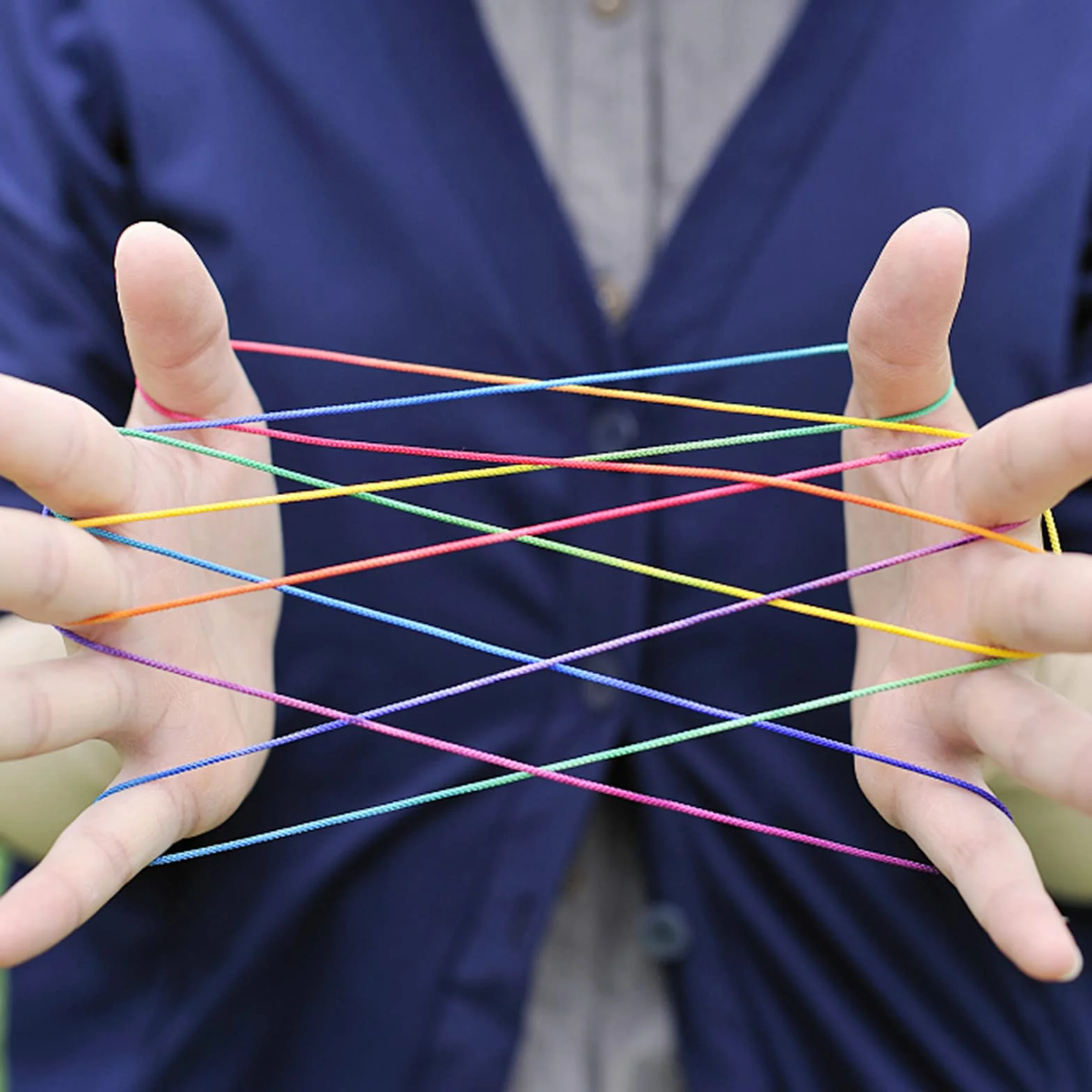 LABUYI Finger Twist String Game 160 cm Rainbow Rope Cats Cradle