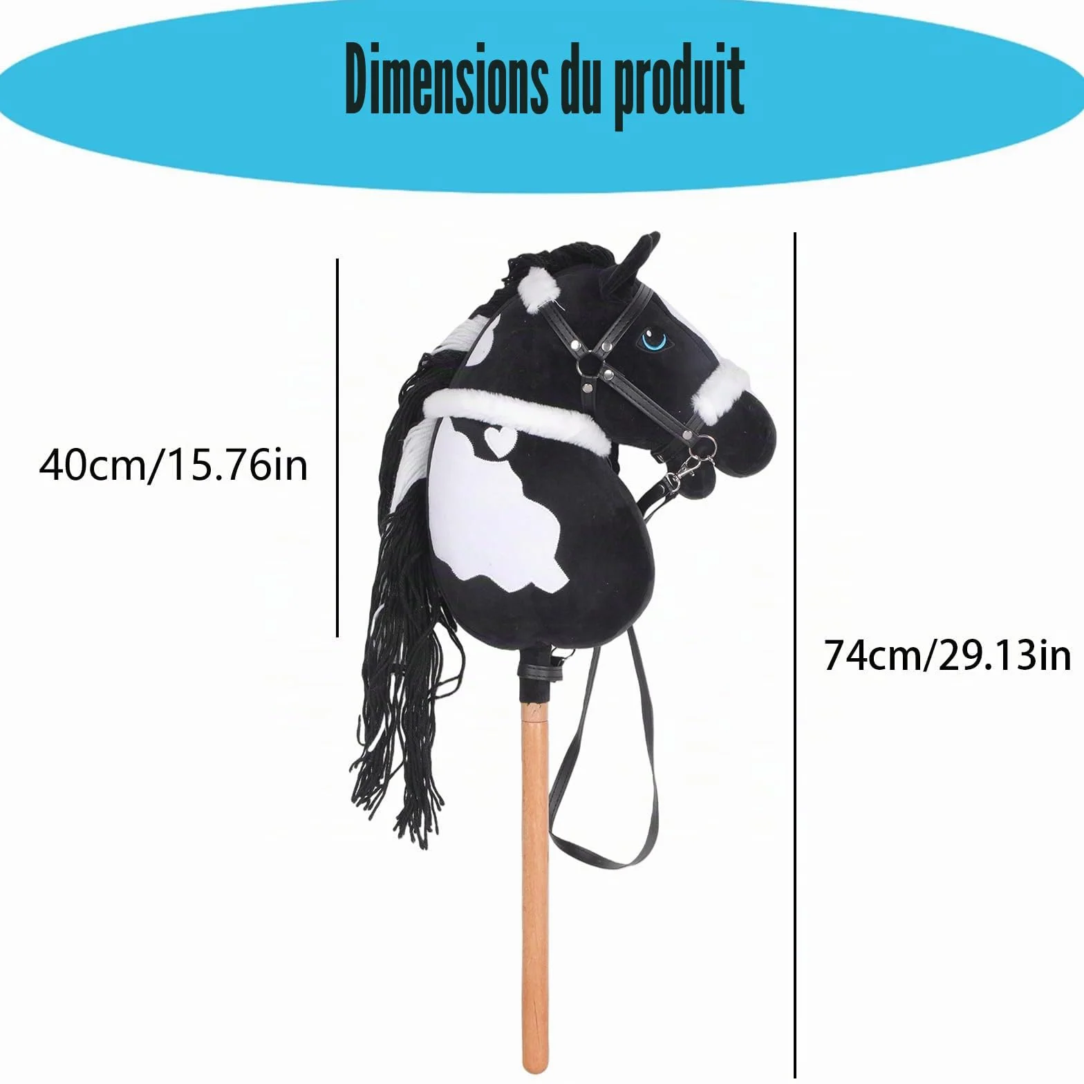 Peluche tête de cheval en bois pour enfants jeu de rôle