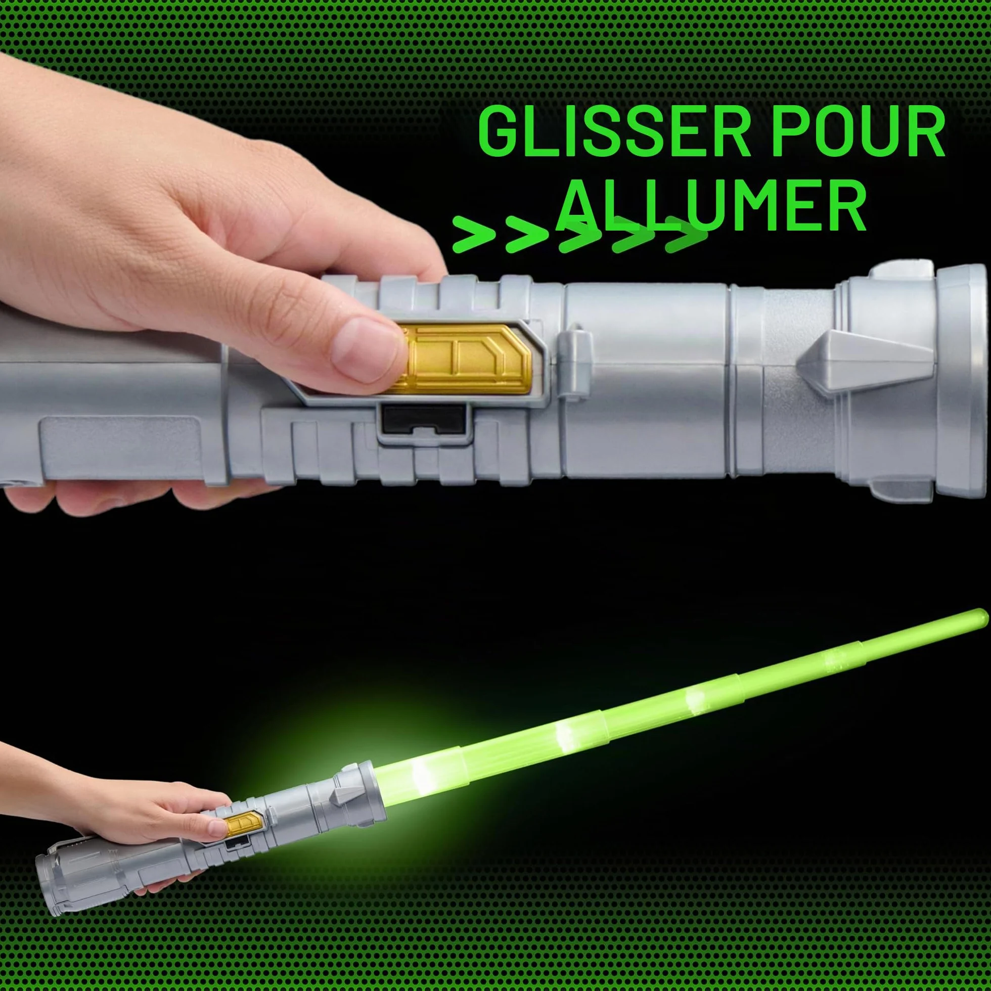Sabre Laser pour Enfants Extensible Rétractable Automatiquement 30cm 89 cm Lumineux Réaliste Vert