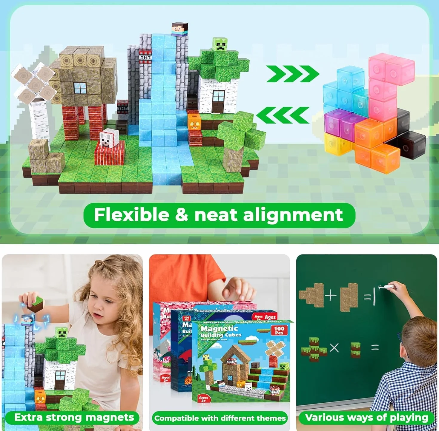ToyUnited Blocs de Construction Magnétiques, Ensemble pour Enfants 3-9 Ans, Cadeau Pâques Anniversaire