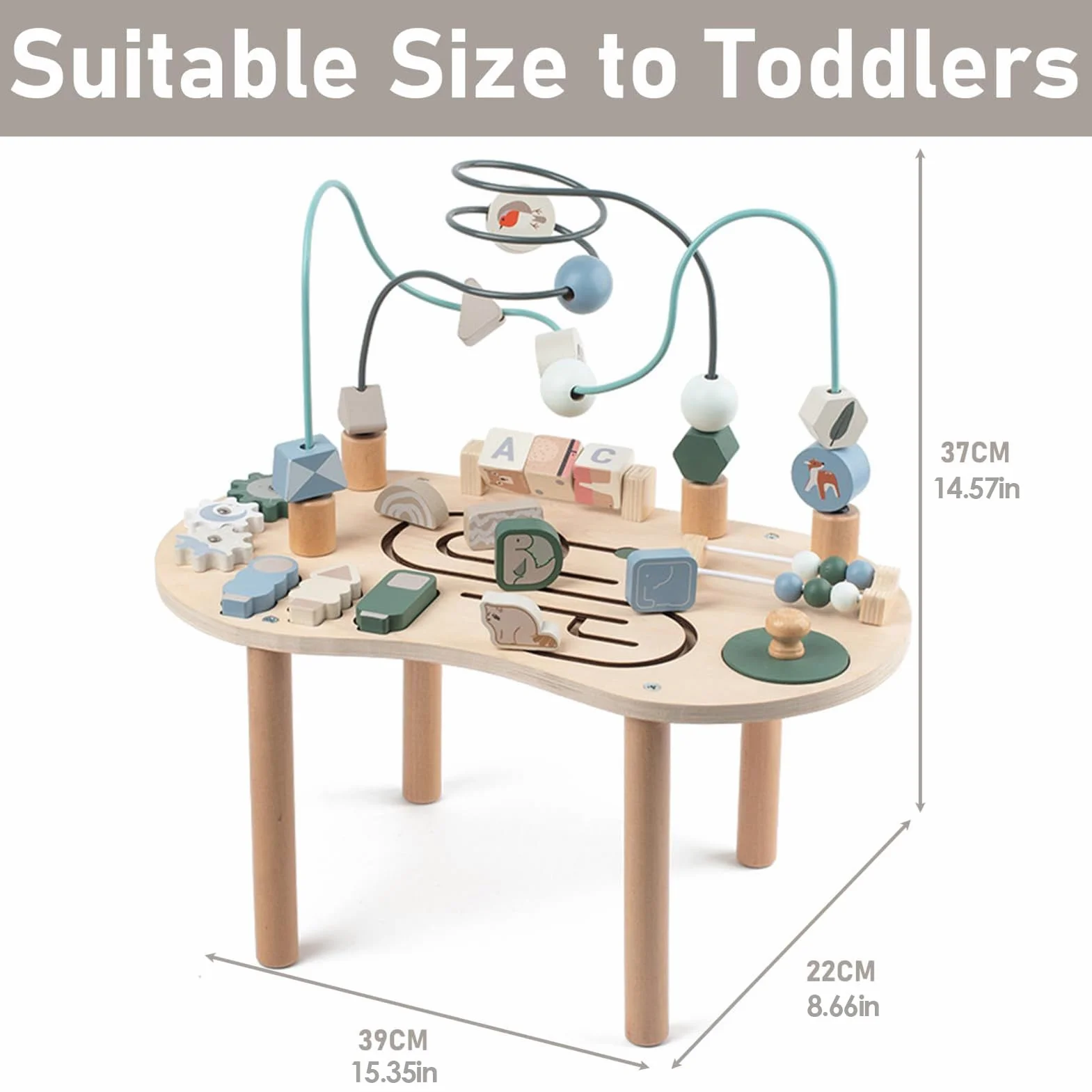 Table D'activités en Bois 15,35 Pouces Jouet De Table Pédagogique Station De Jeu Polyvalente pour Garçons