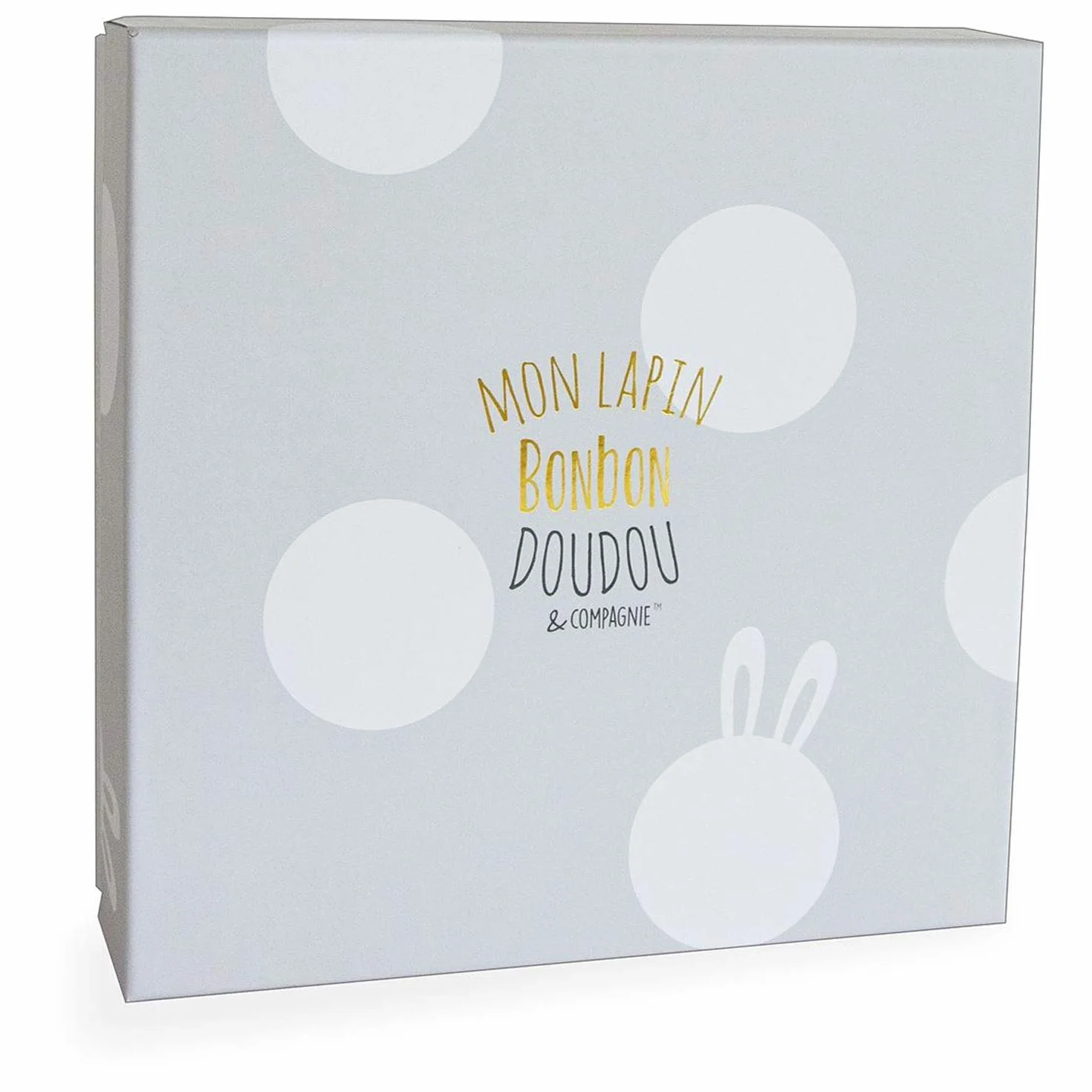 Doudou Lapin Collection Bonbon avec Boite Cadeau 26 cm Taupe Plat & Tout Doux Idée Cadeau de Naissance