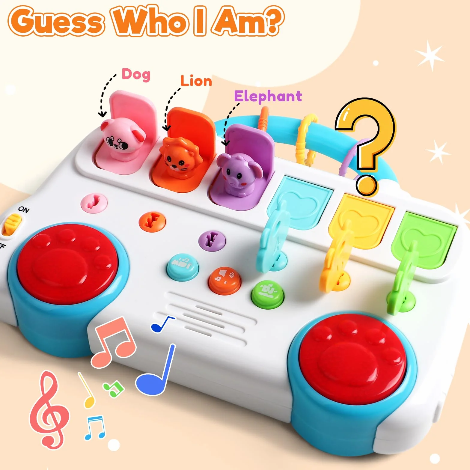 Jouet Montessori 6 Animaux Musique et Lumières Bebe 1 an Fille Garçon Jeu Educatif 12 18 Mois