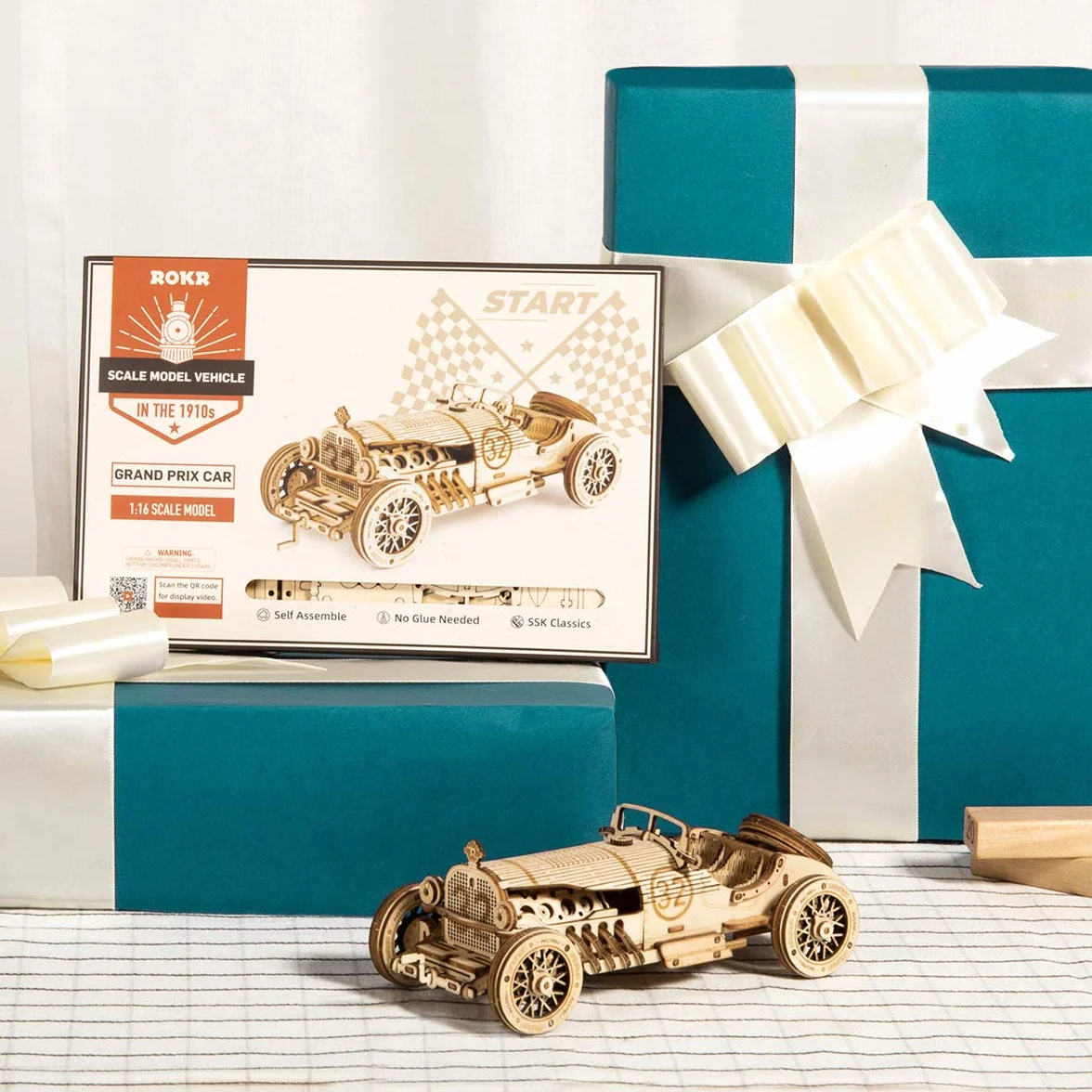 ROKR 3D Puzzle Maquette Bois Mécanique Voiture à Construire Grand Prix