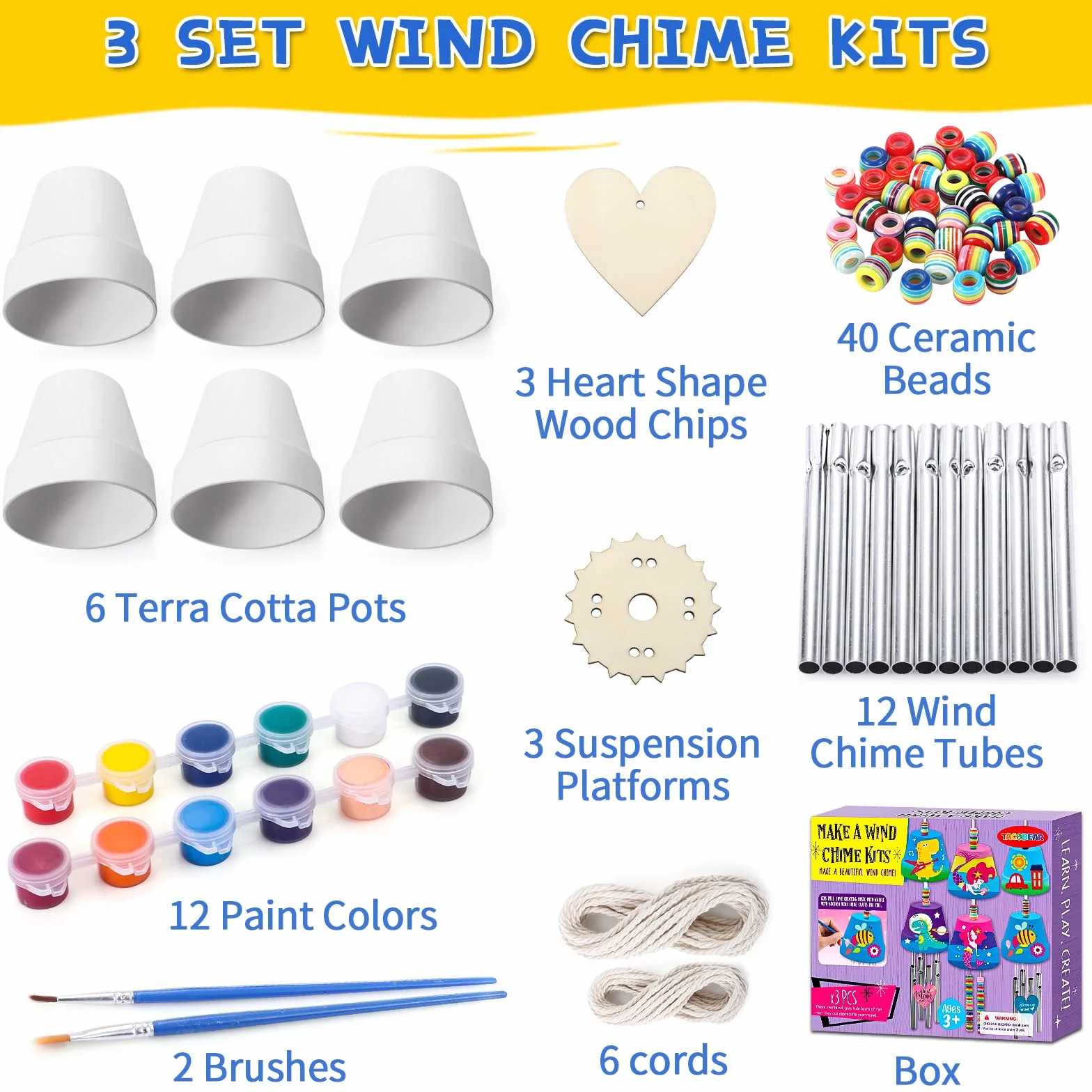Kit de Carillon Éolien pour Enfants Bricolage Jouet Créatif avec Tiges Cadeau 3+