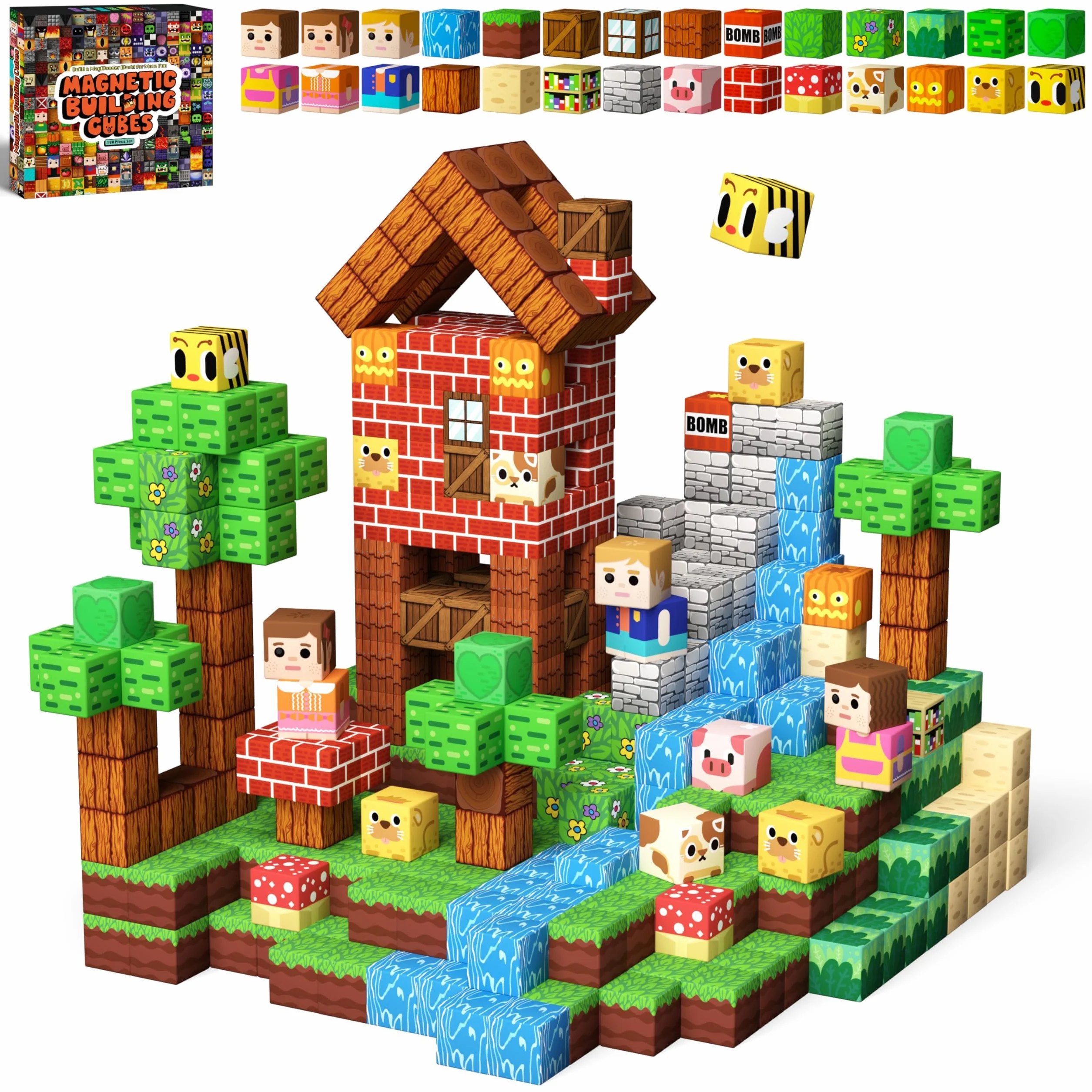 KIDCHEER Bloc Magnétique Enfant 100 Pièces - Jouets de Construction Éducatif pour Garçons et Filles 3-10 Ans