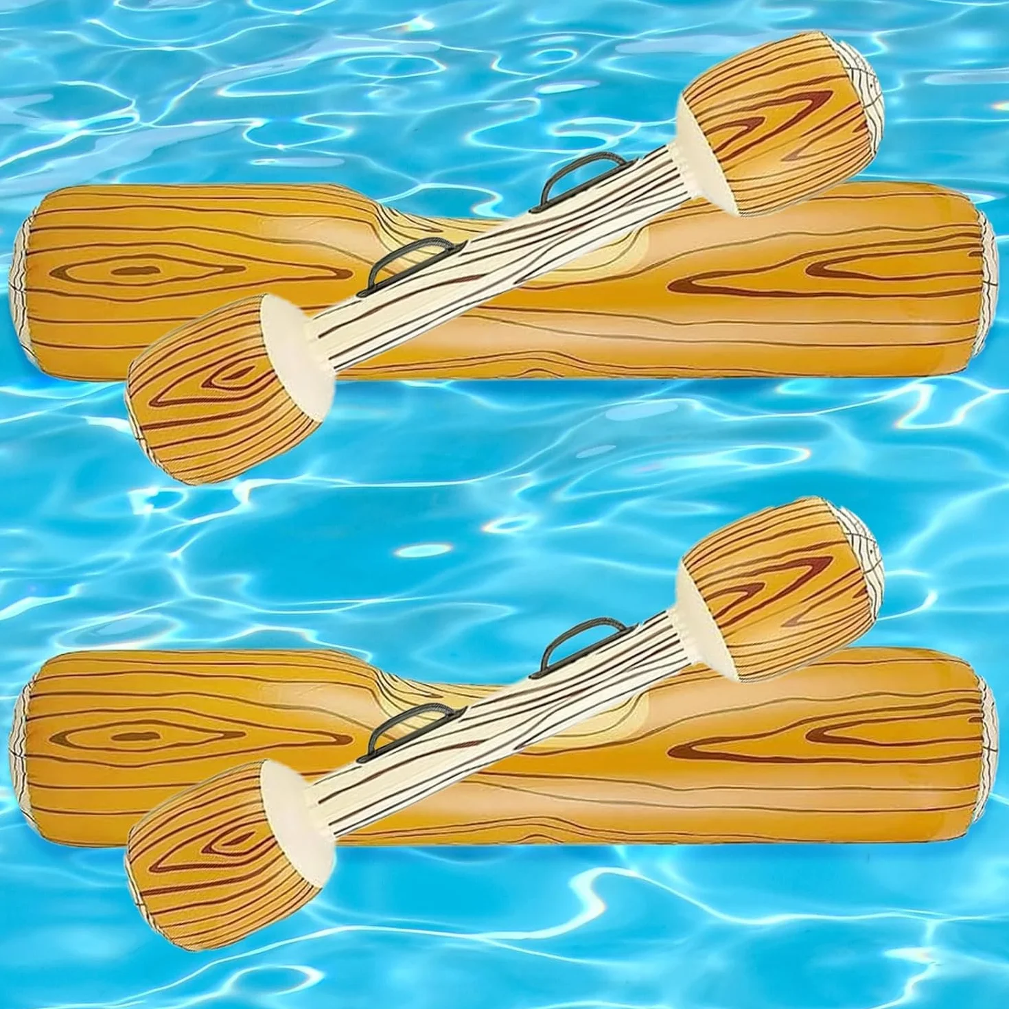 Gonflable Combat Flottant Jeu Piscine 4 Pièces Bouées Pagaies Bataille Bûche Enfants Adultes