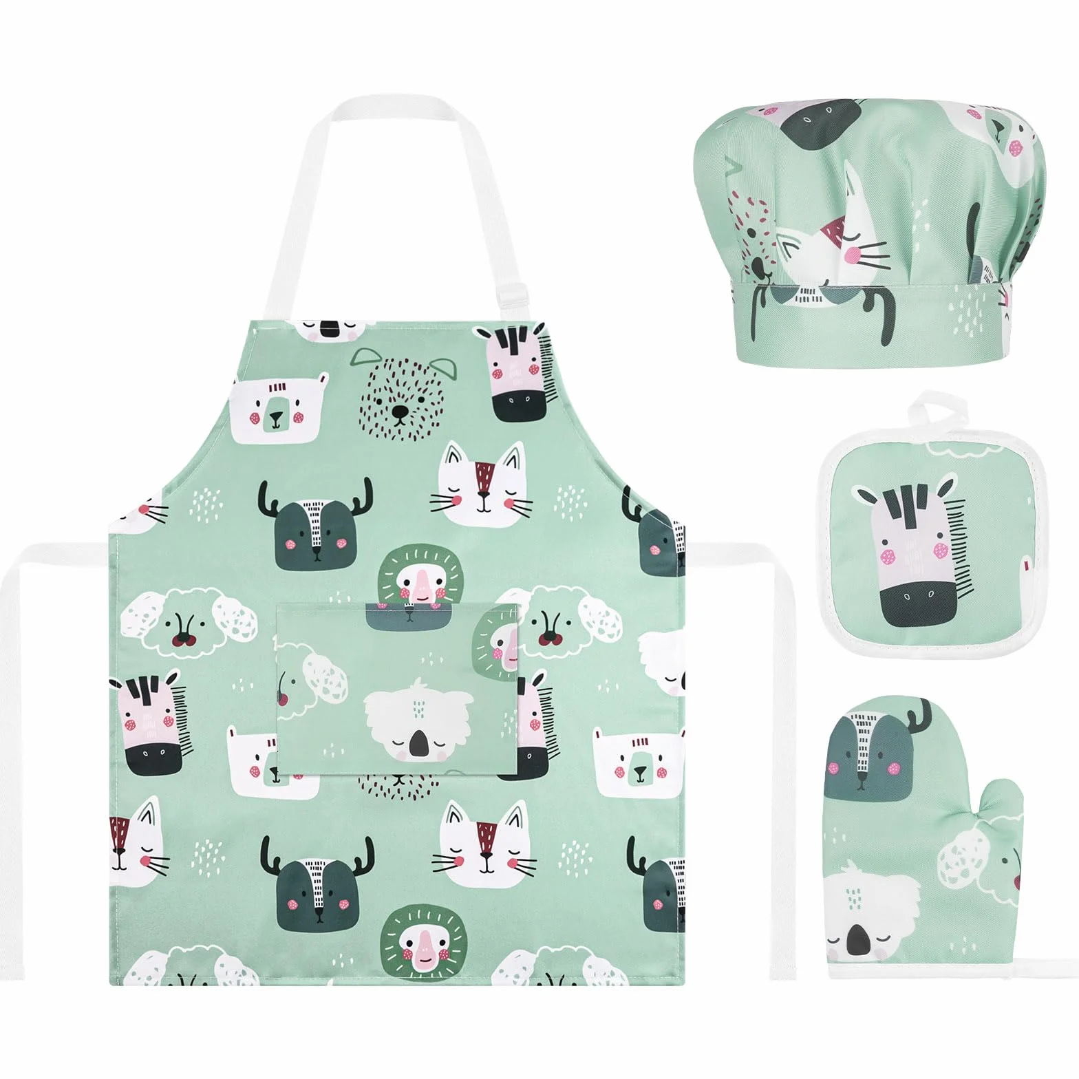 Tablier de Cuisine Enfant avec Toque Réglable Poches Filles Garçons Cuisson Peinture Artisanat