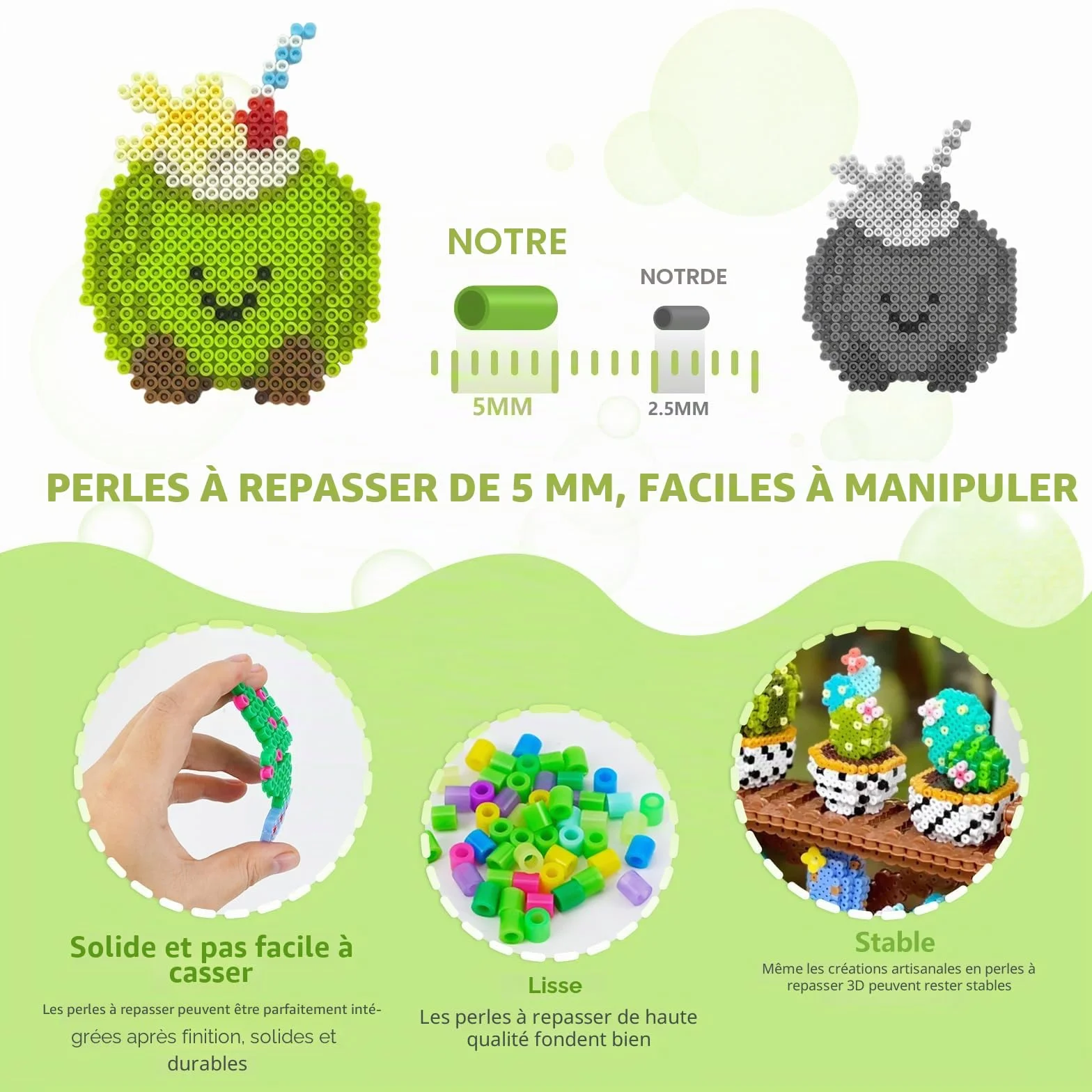 Kit de Perles à Repasser 4300 pcs 5mm 24 Couleurs avec Boîte de Rangement, Panneau Perforé pour Enfants DIY