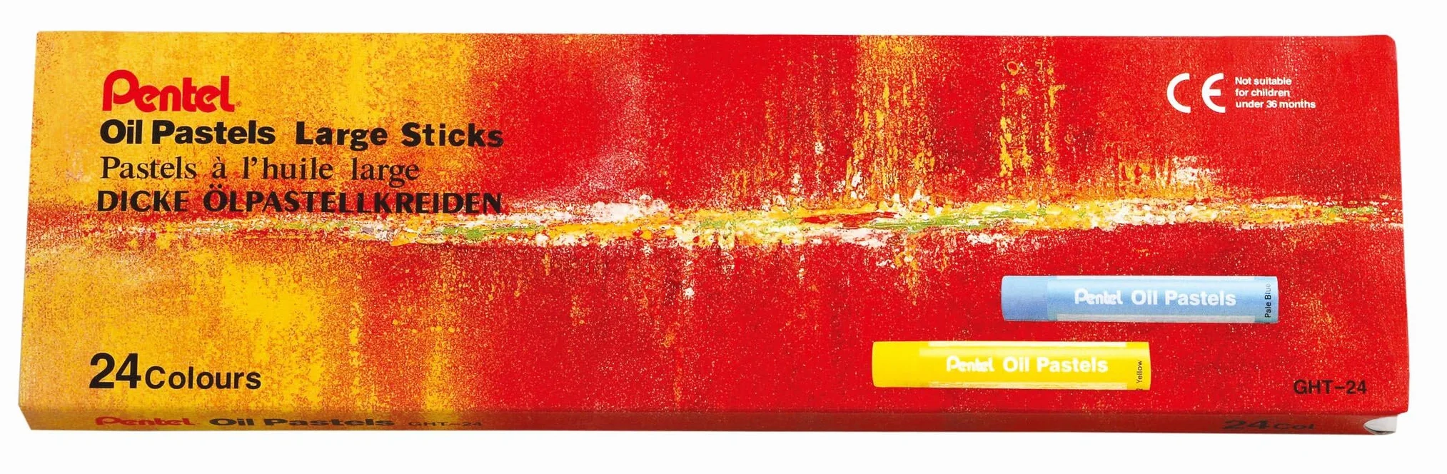 Pentel GH-24 Boite de 24 Pastels à l'huile 10 mm Couleurs assorties