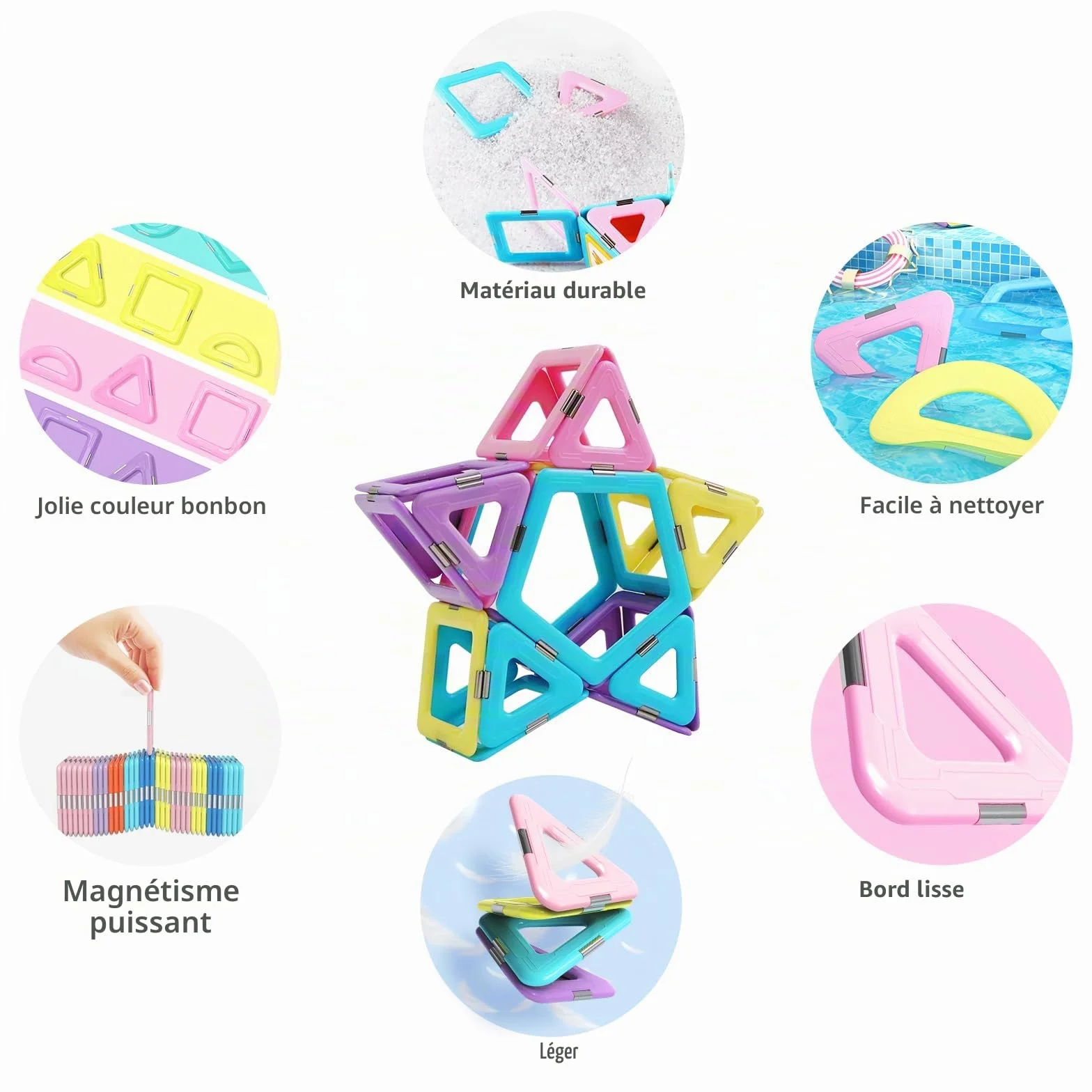 Magblock Blocs de Construction magnétiques 52 pièces 3D Jouet éducatif pour Enfants 3-8 Ans