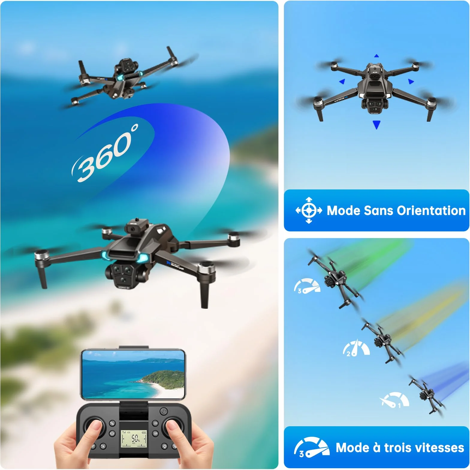 Drone avec Caméra 4K UHD Pliable Moteur sans Balais 40 min de vol