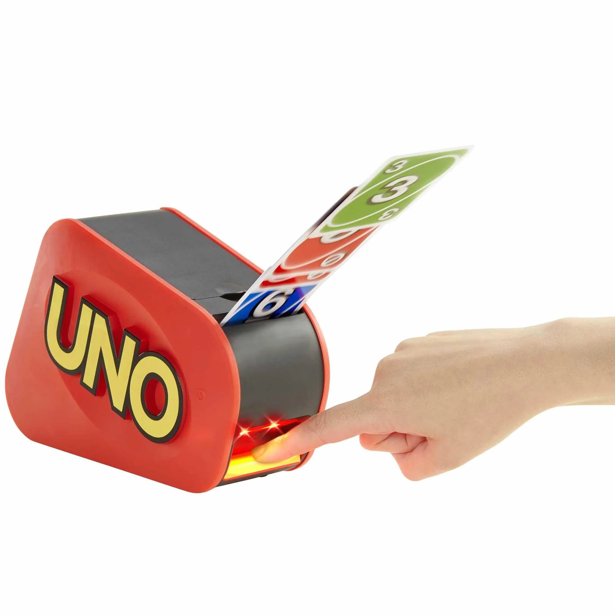 Mattel Games UNO Extreme Jeu de Cartes avec Distributeur Aléatoire Lumière et Son 112 Cartes GXY75